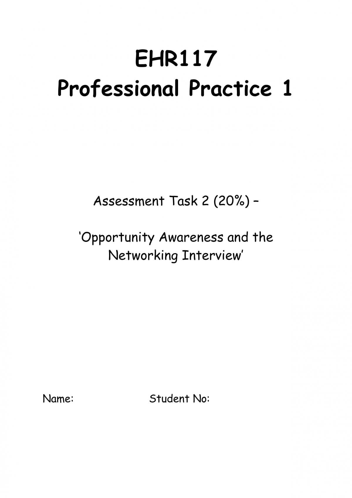 Opportunity and Awareness Networking Interview - Page 1