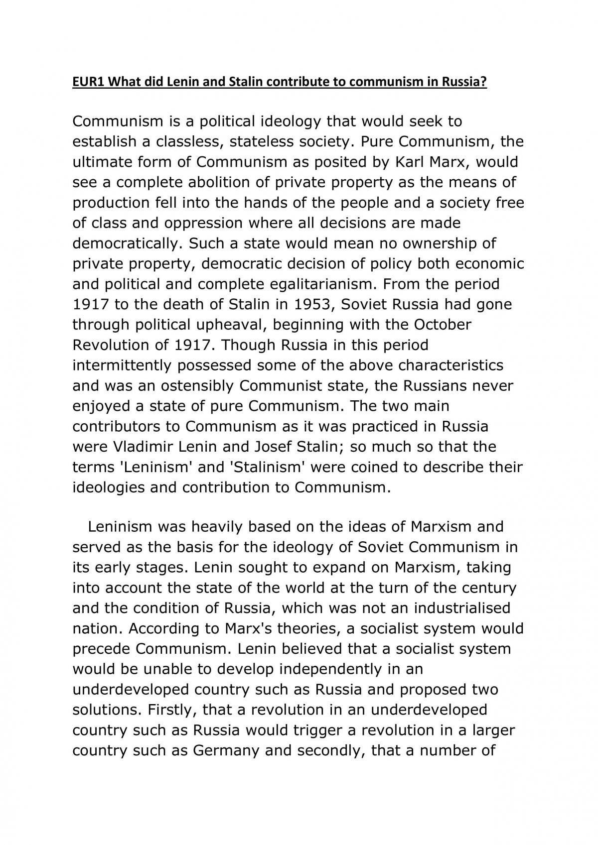 essay on communism