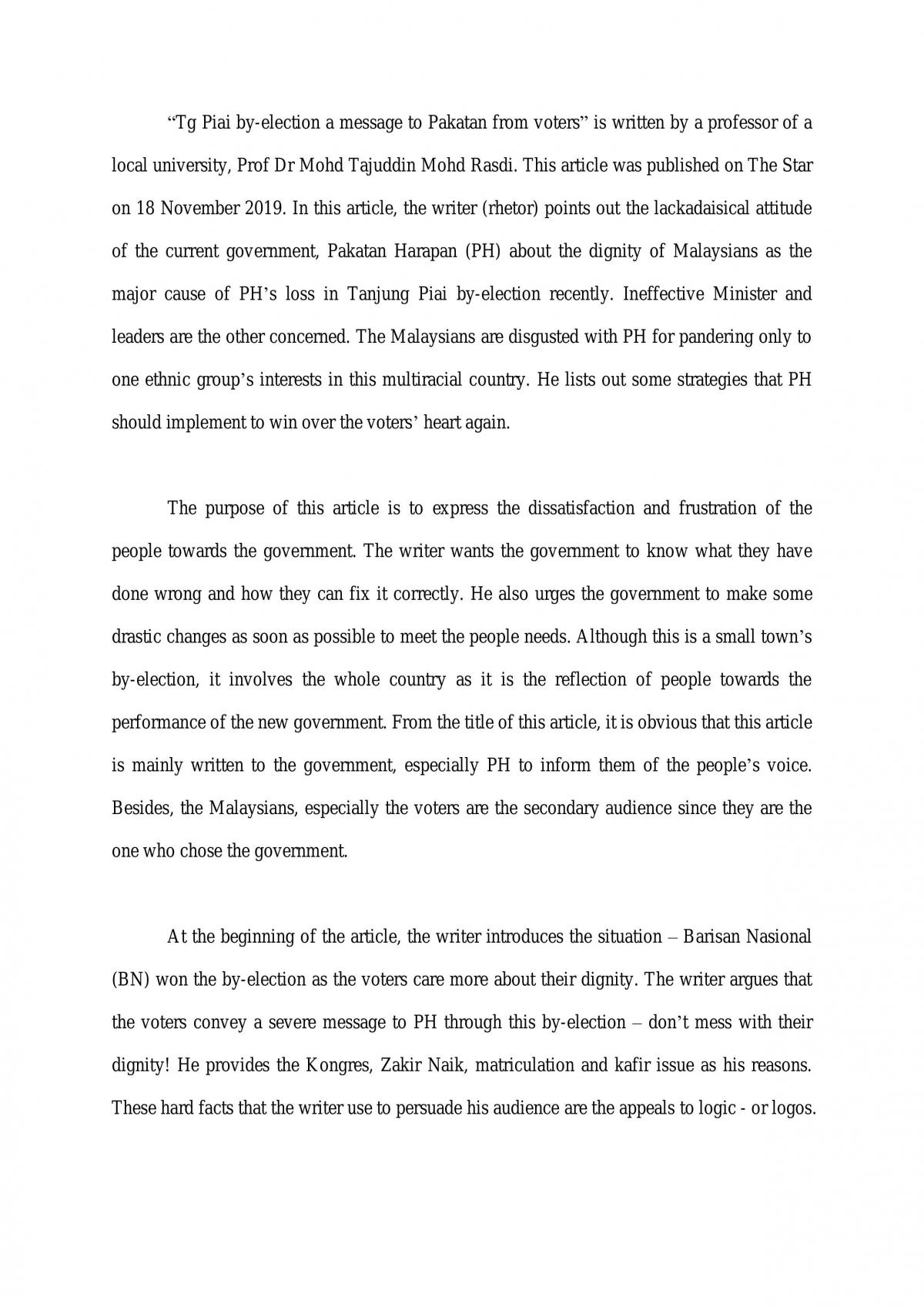Rhetorical Analysis - Page 1