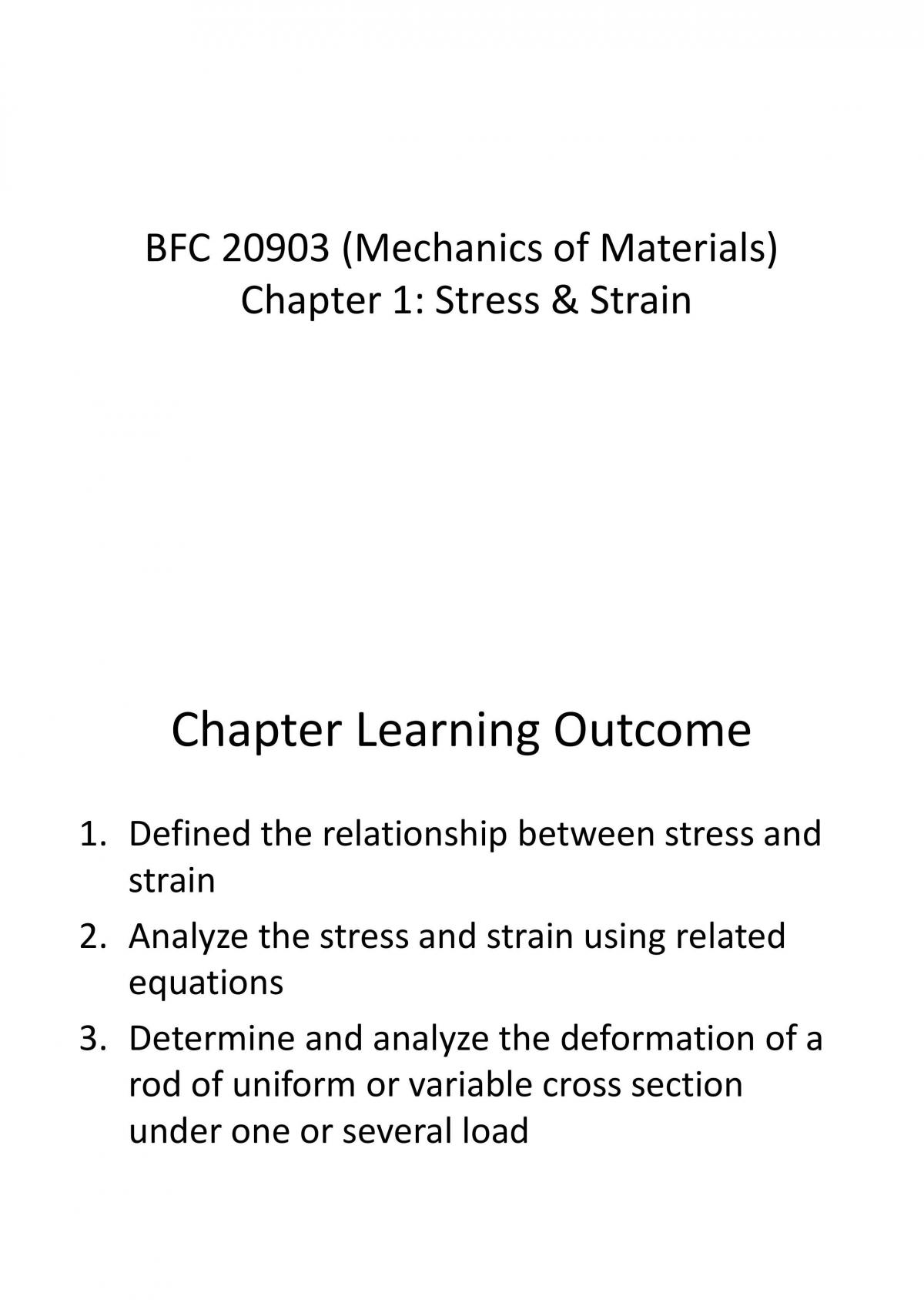 BFC20903 mechanics of materials  (study notes) - Page 1