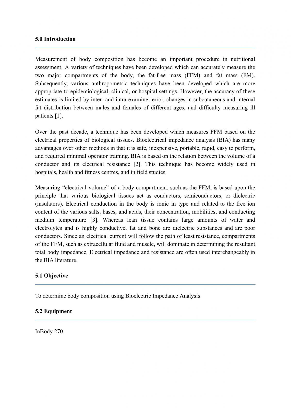 Body Composition Methodology: Bioelectric Impedance Analysis - Page 1