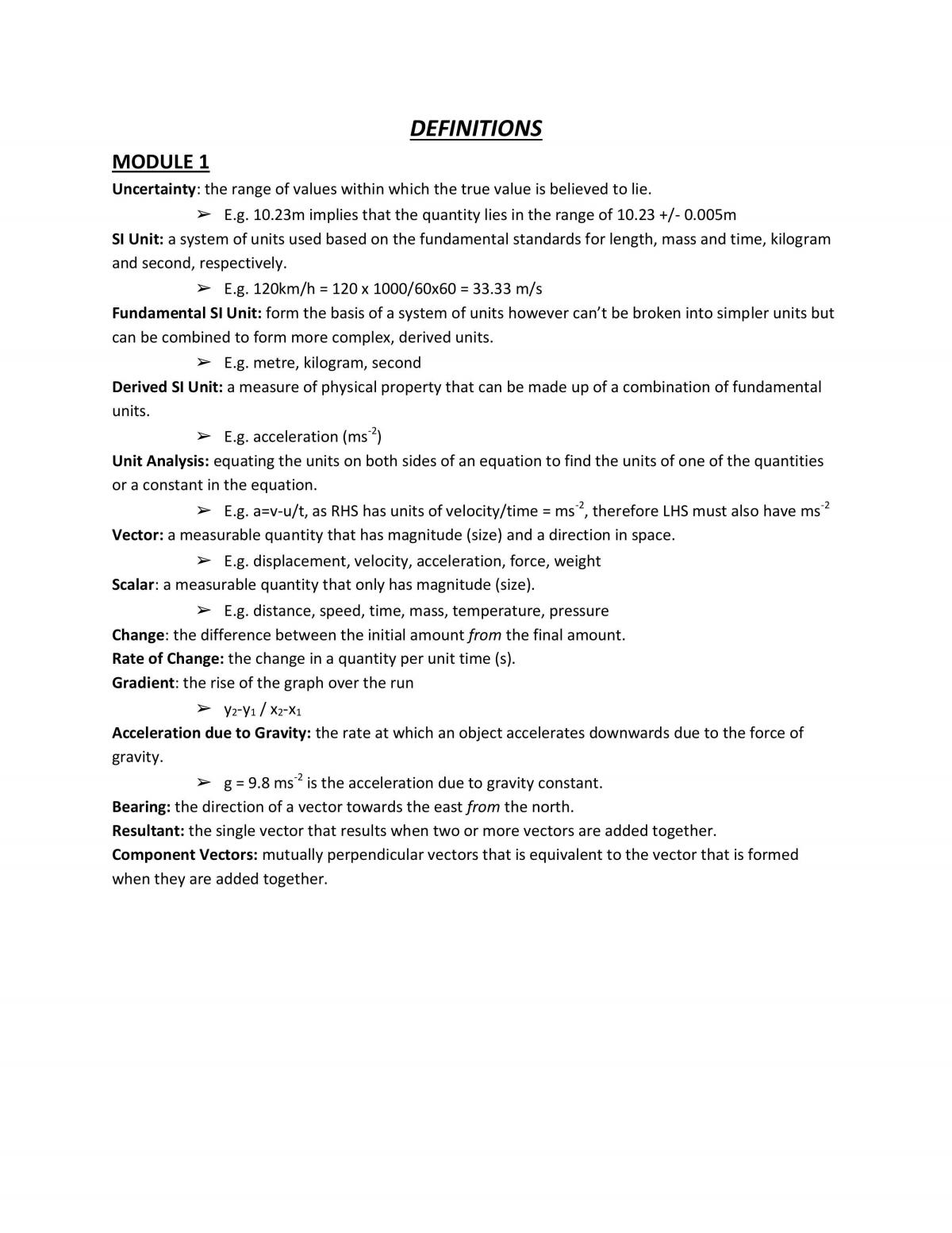 Definitions of Year 11 Physics Words - Page 1