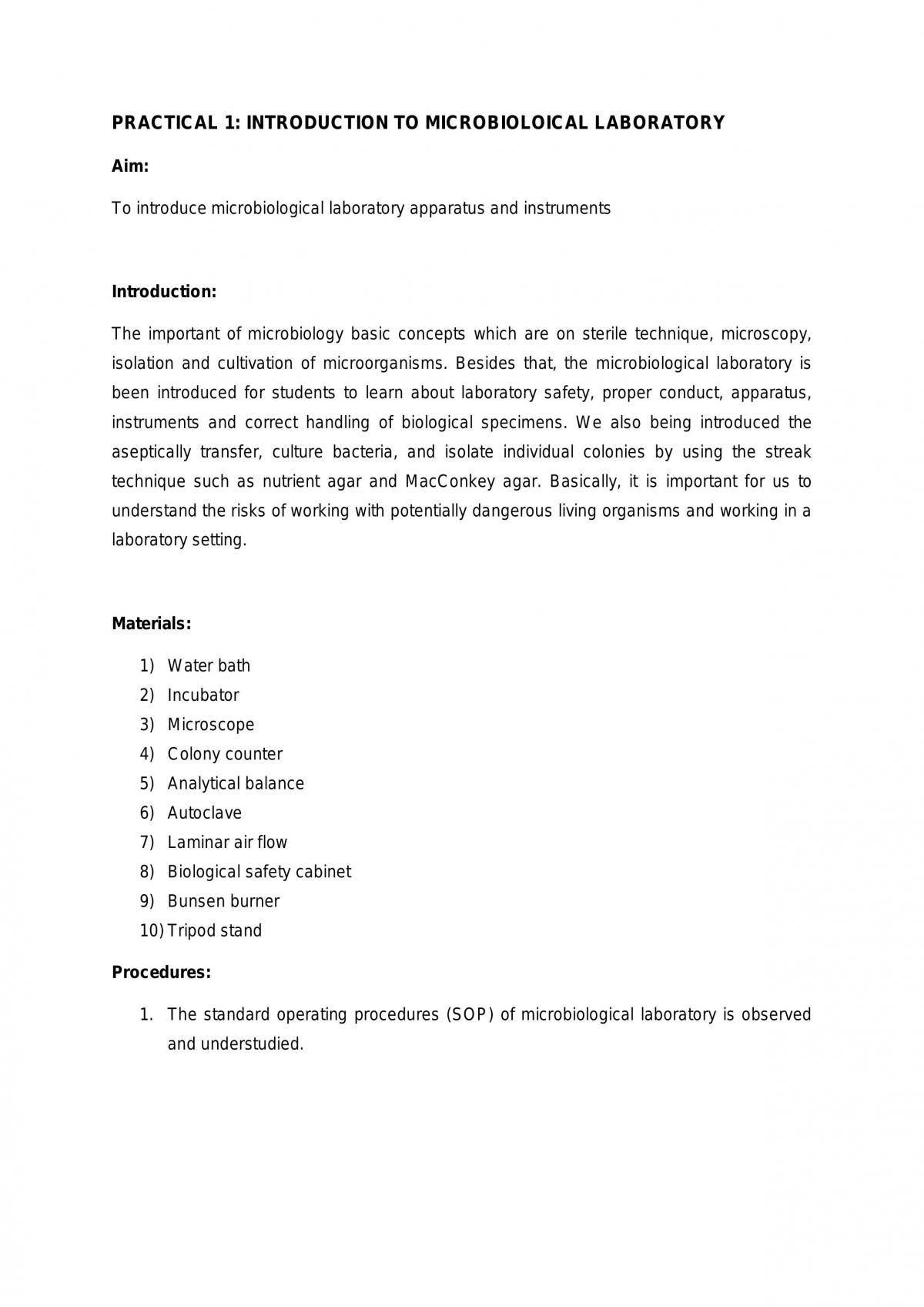 Introduction to Microbiological Laboratory - Page 1