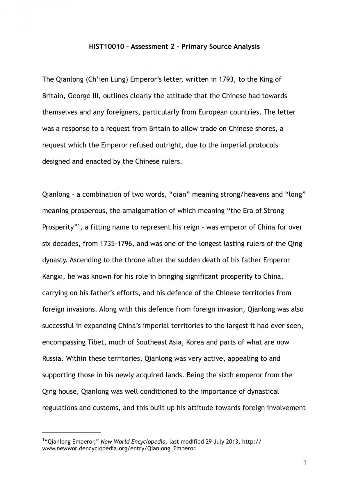Primary Source Analysis - Page 1
