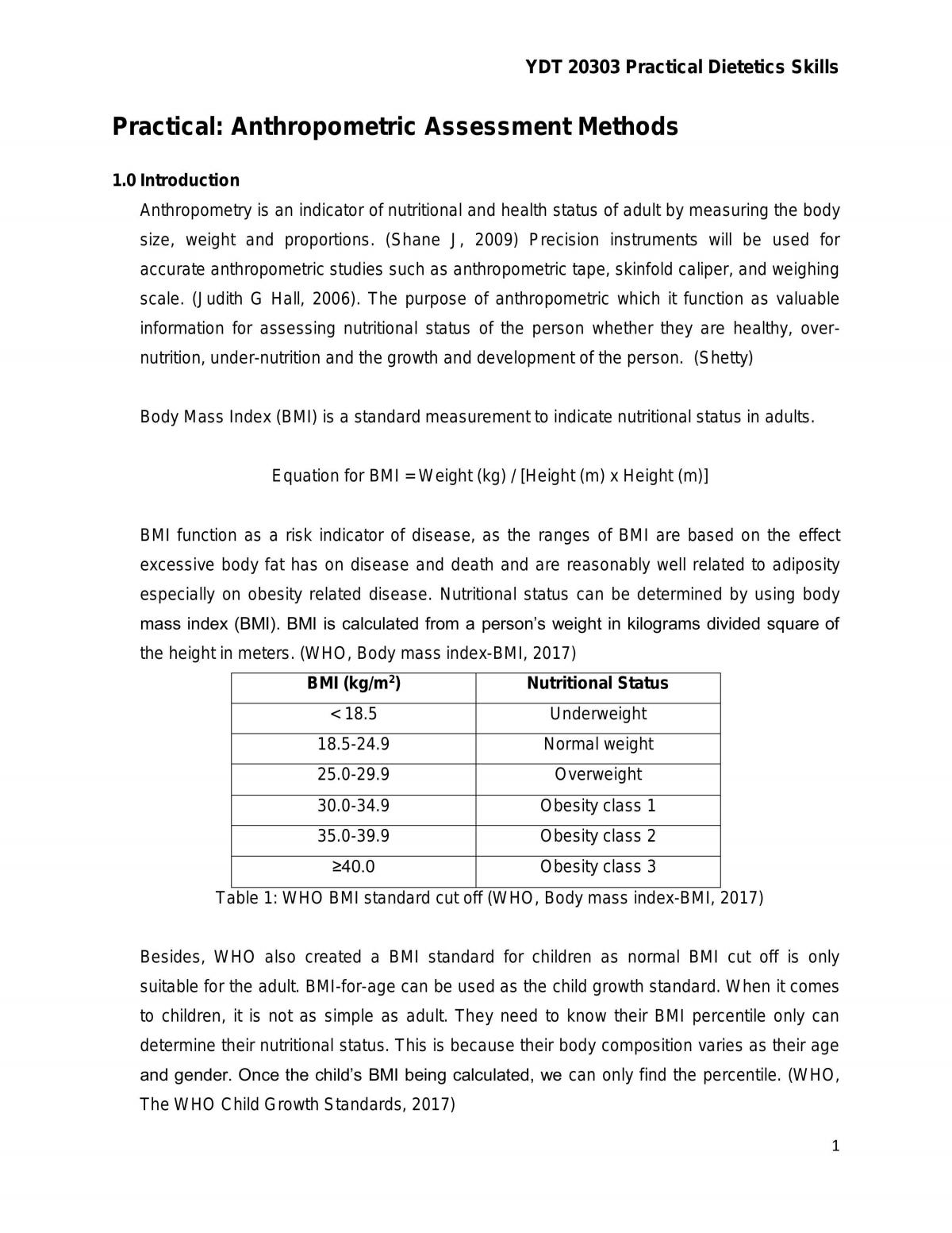 Anthropometric Assessment Method - Page 1