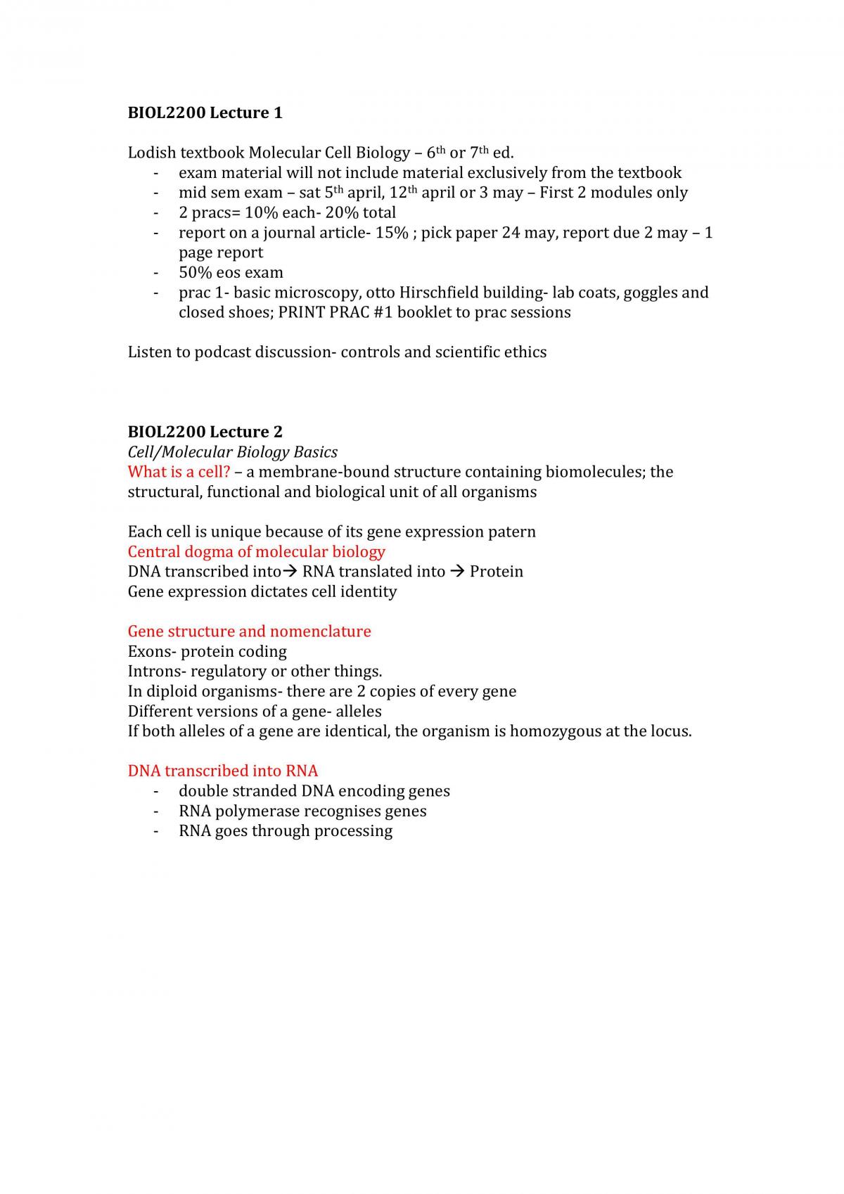 Exam Notes - Page 1