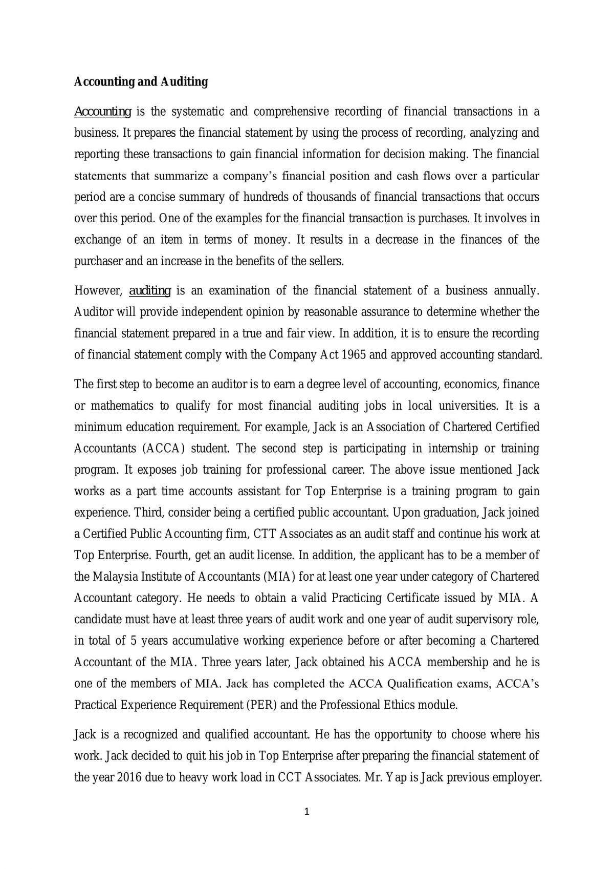 Principles of Auditing - Page 1