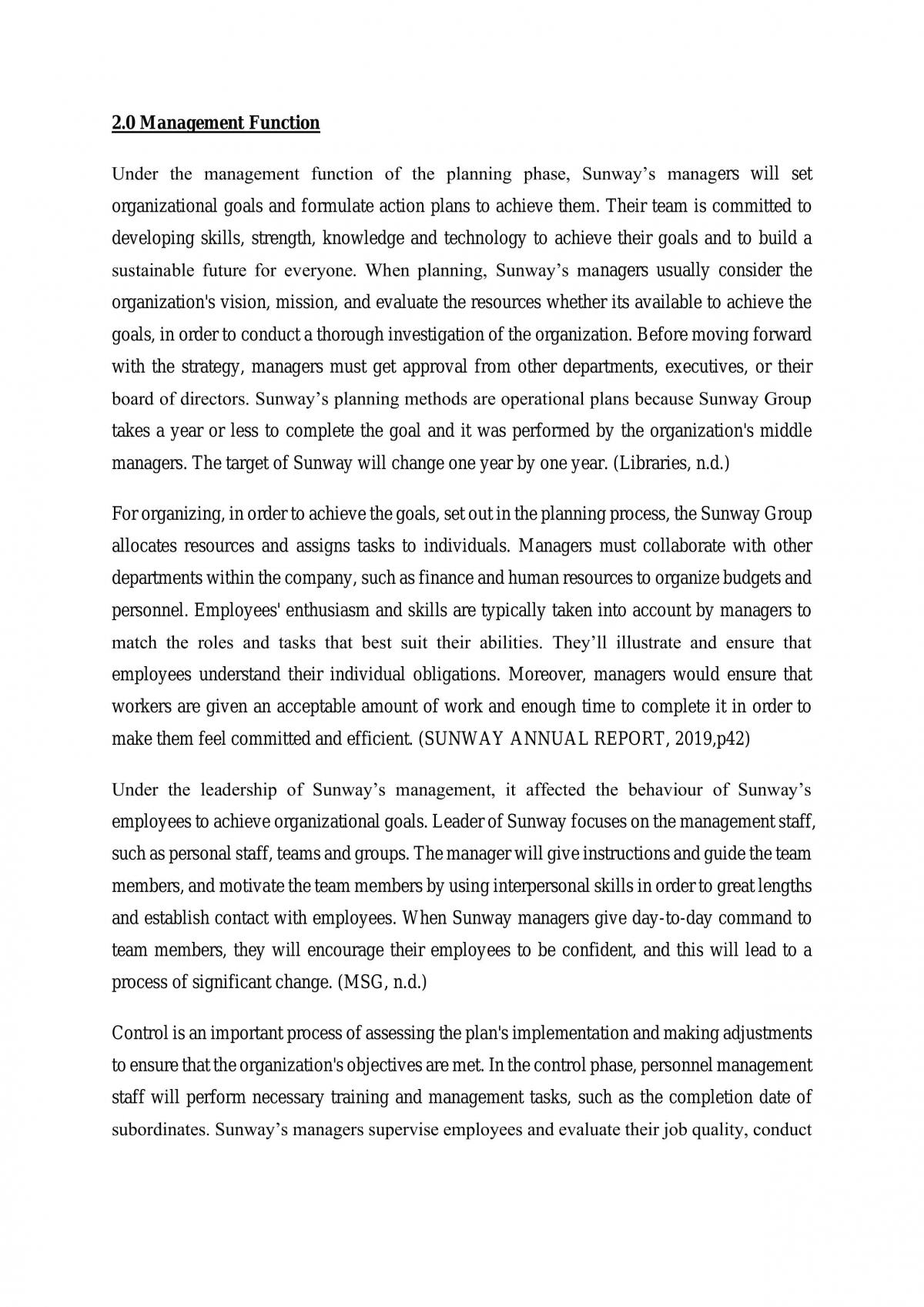 The management function and managerial role of Sunway Berhad  - Page 2