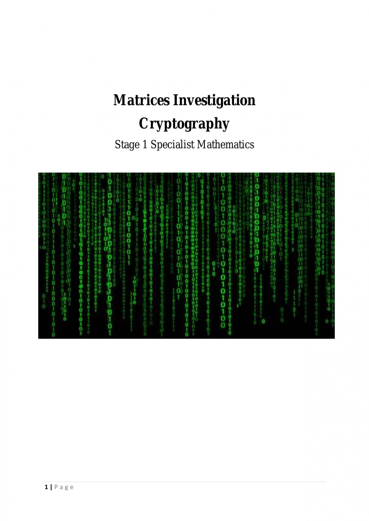 Cryptography Matrices Investigation - Page 1
