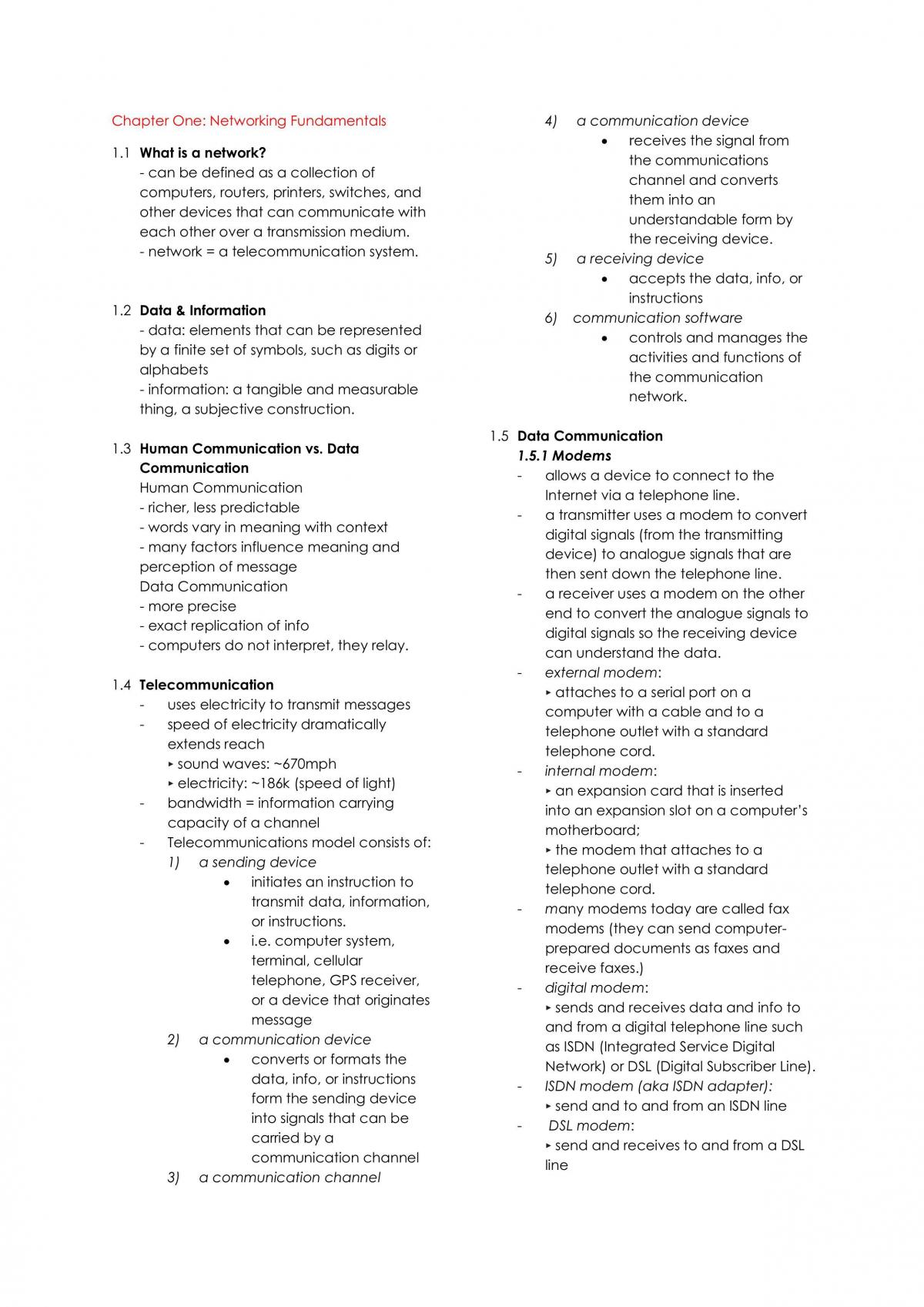 NET1014 Networking Principles Notes - Page 1