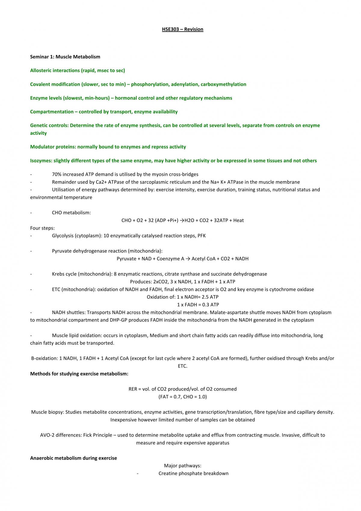 Revision Notes from Seminars 1-6 - Page 1