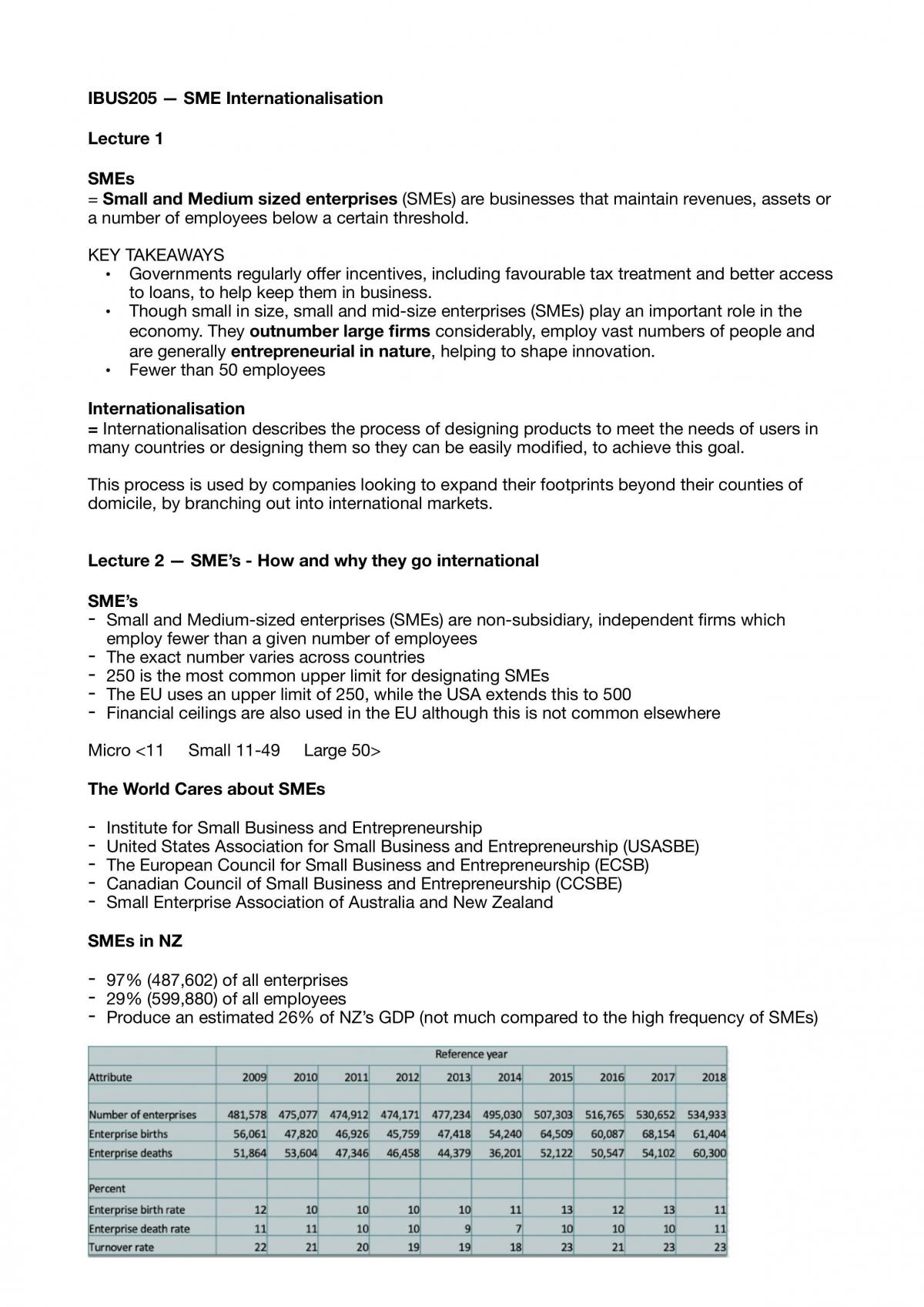 SME Internationalisation Notes - Page 1