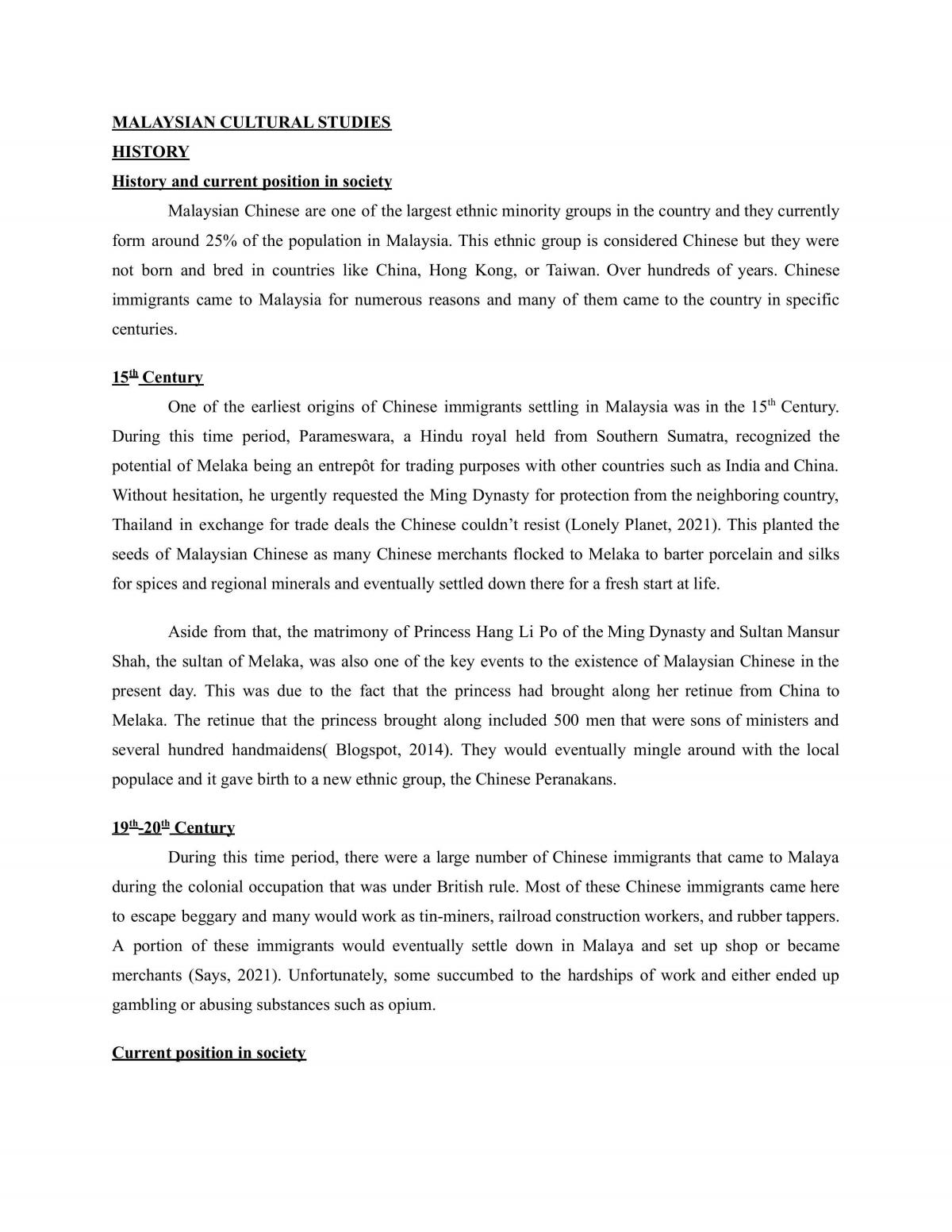 FPMC1014 Malaysian Cultural Studies Assignment - Page 1