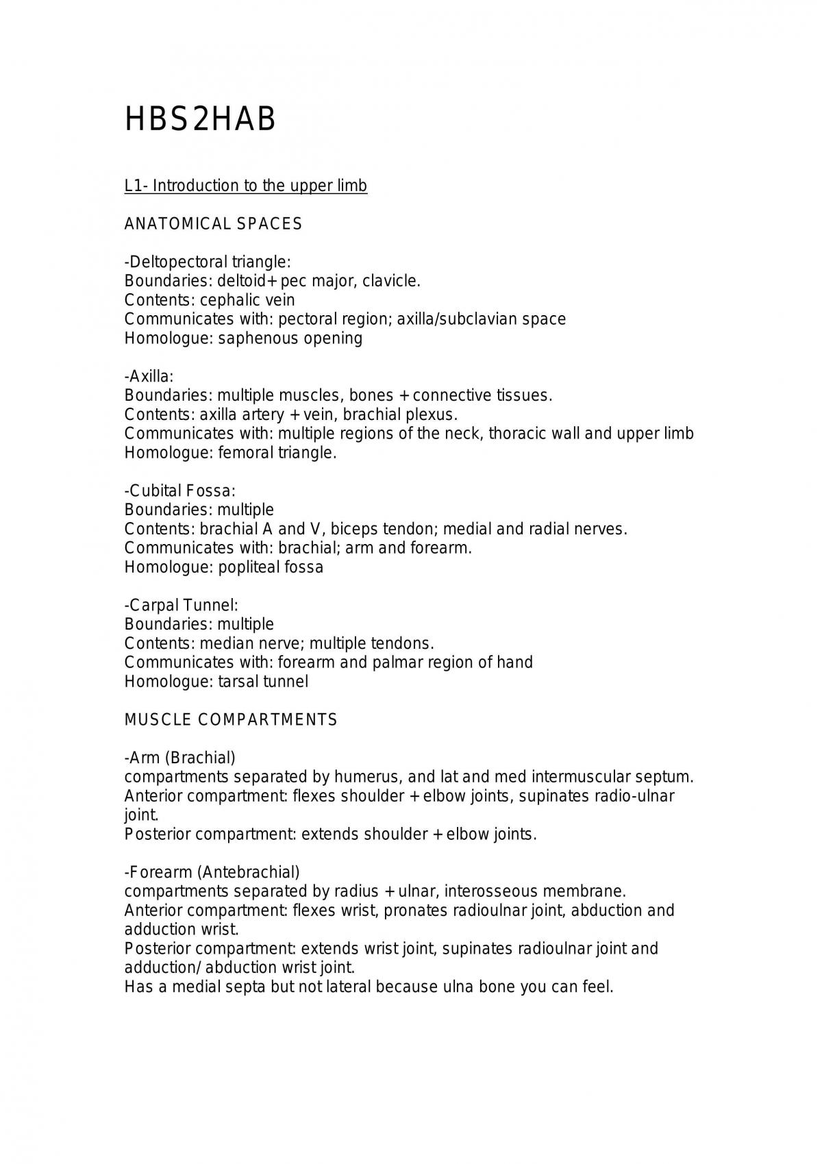 Human Anatomy B Notes - Page 1