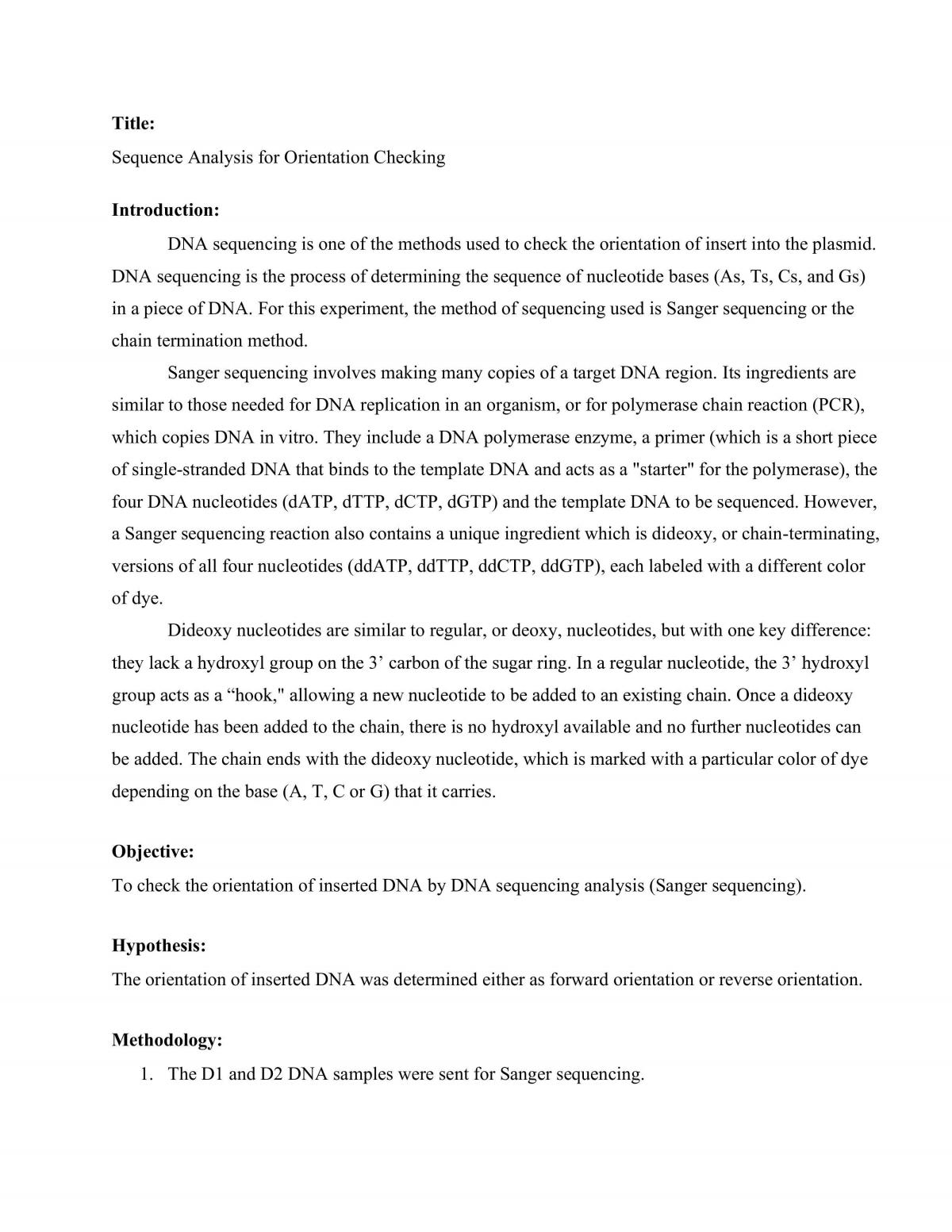Sequence Analysis for Orientation Checking  - Page 1