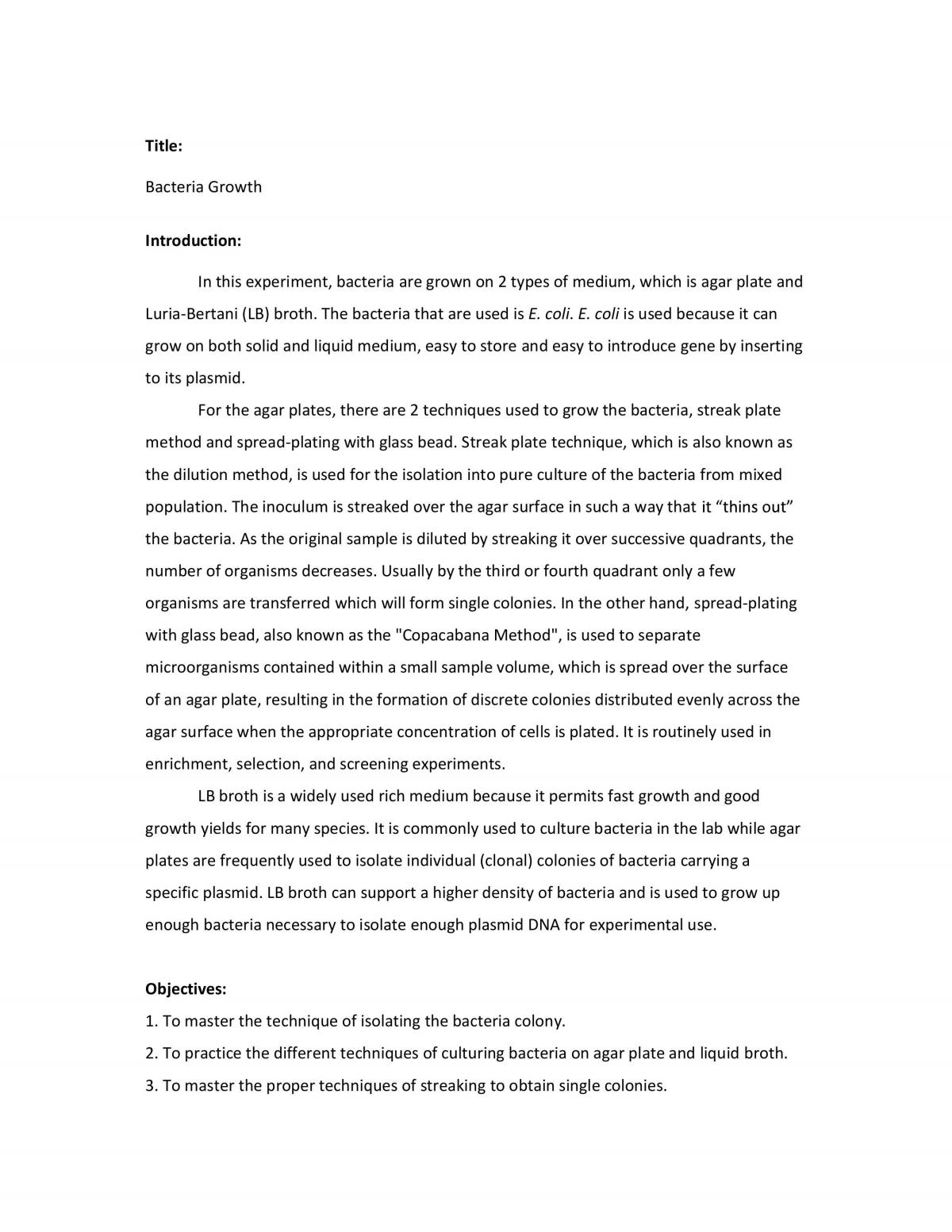 Bacteria Growth  - Page 1