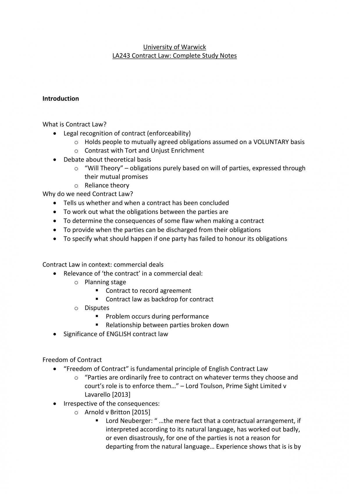 Contract Law Study Notes - Page 1