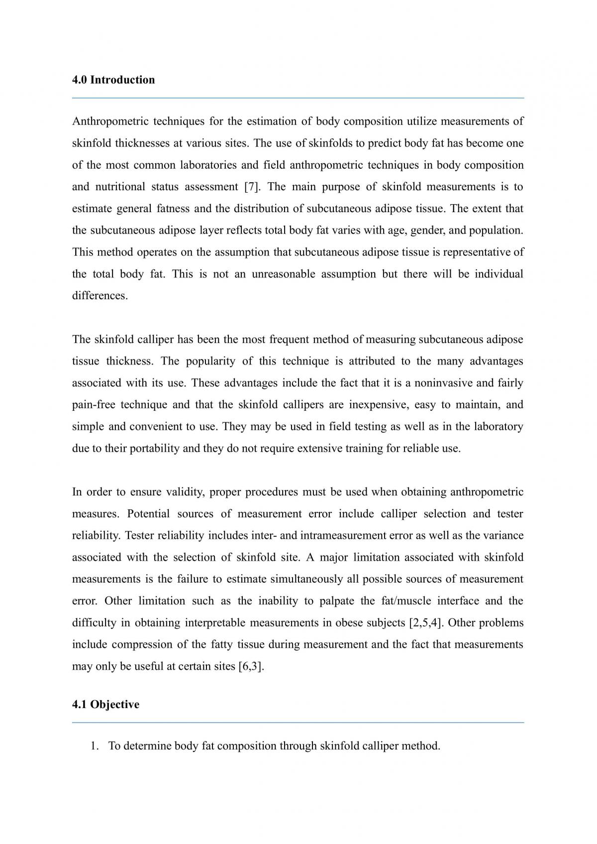Body Composition Methodology: Skinfold Caliper Method - Page 1