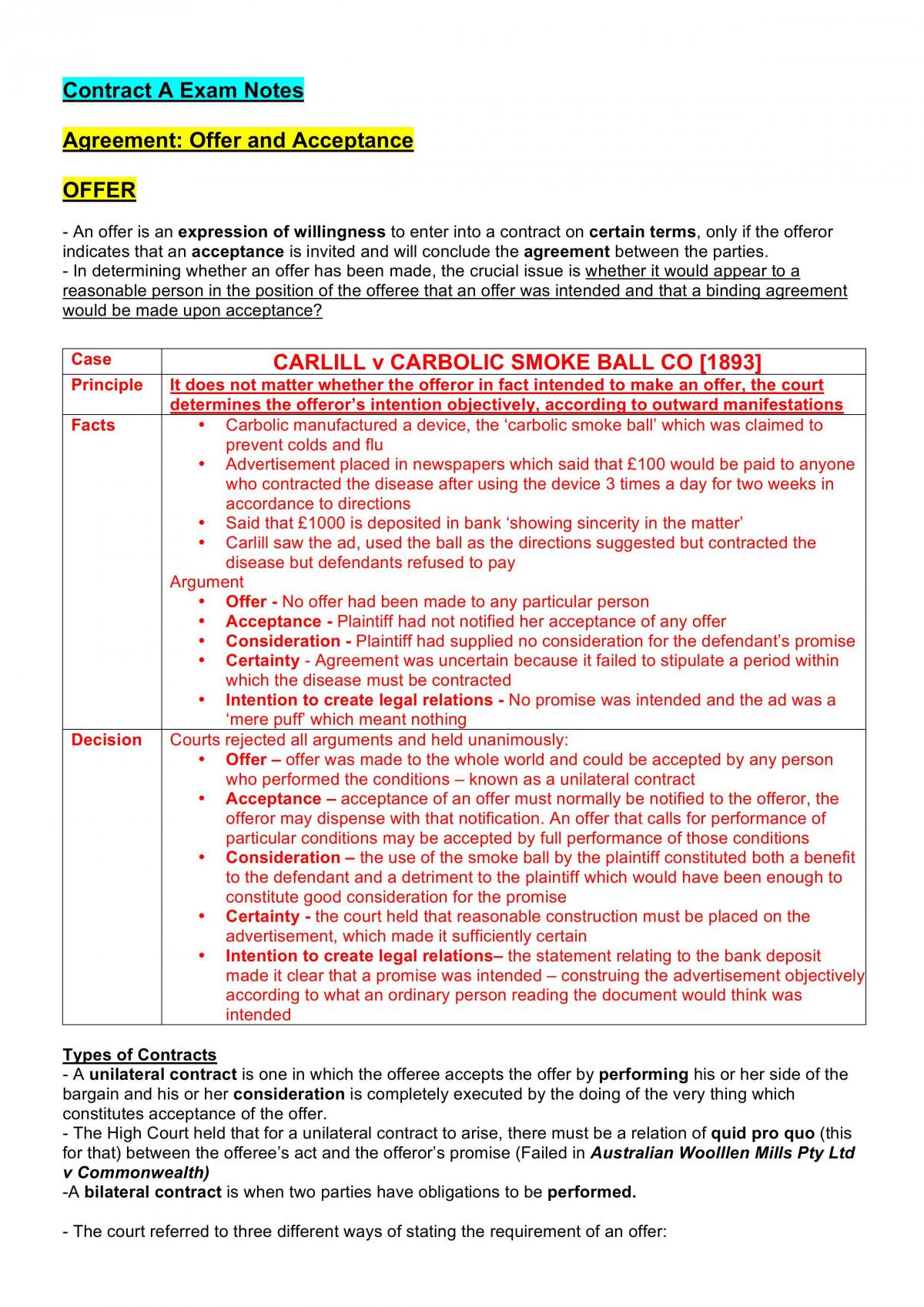 Contract A Notes - Page 1