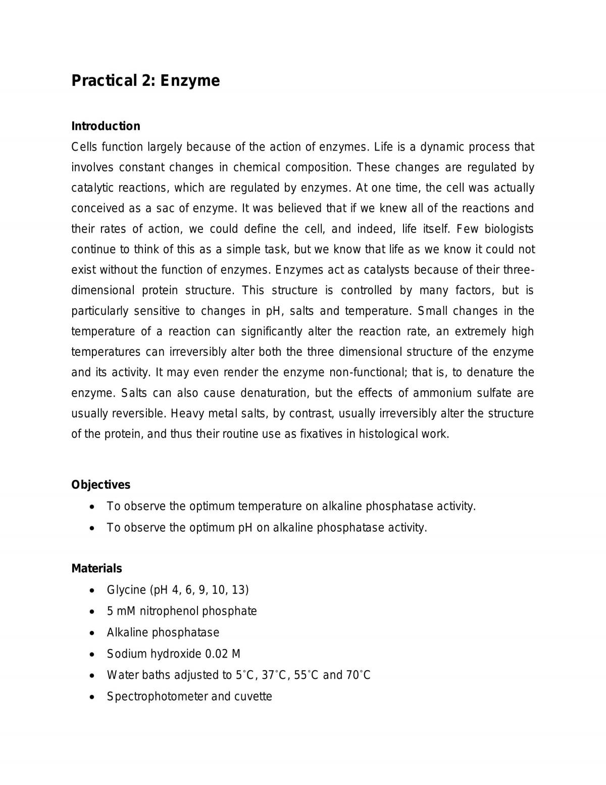 Practical Report: Enzyme - Page 1