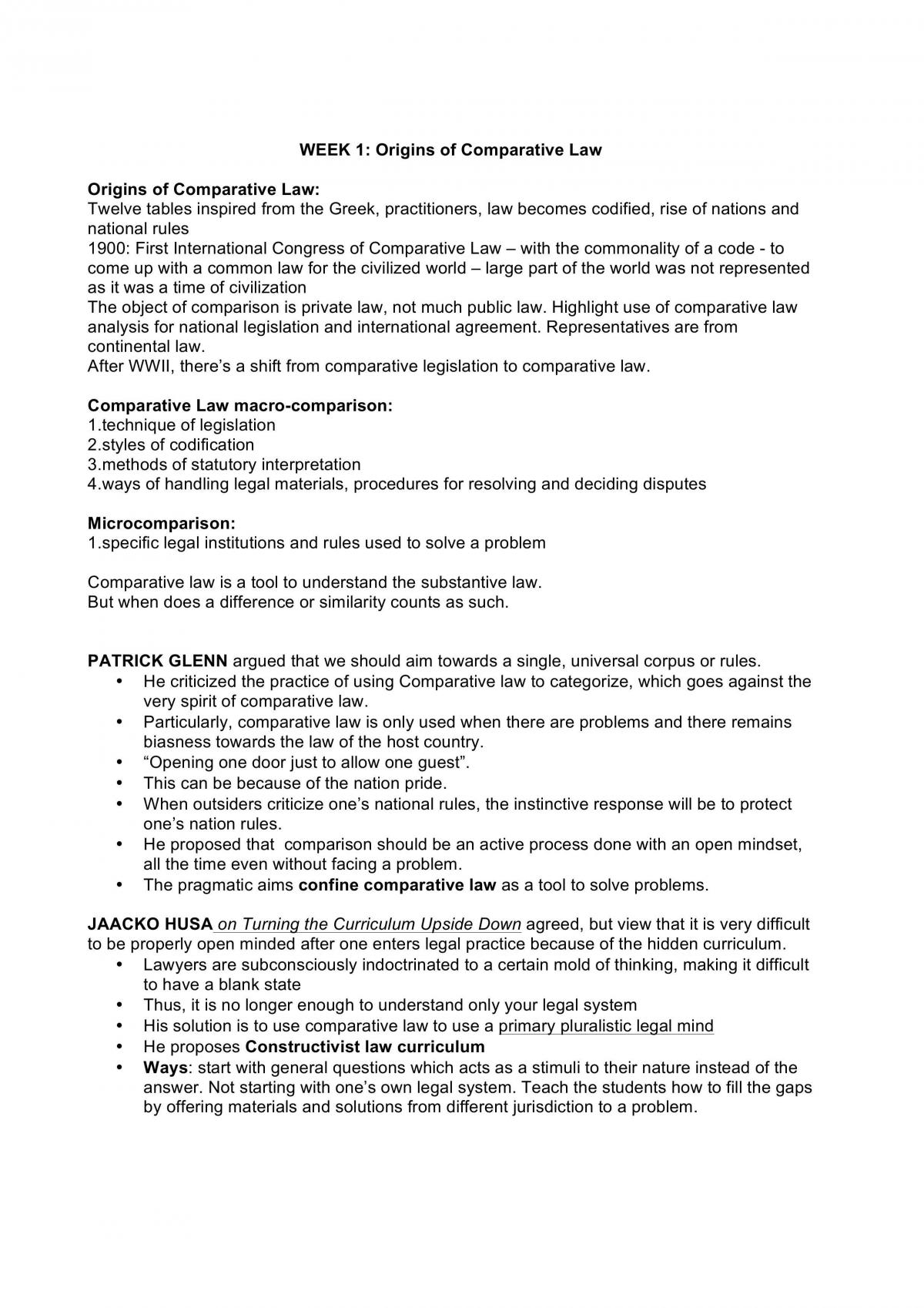 Comparative Legal Systems Study Notes - Page 1