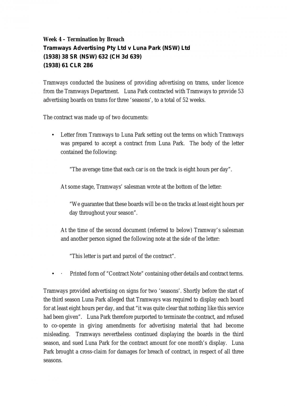 Week 4 Contracts 2 - Termination Summary - Page 1
