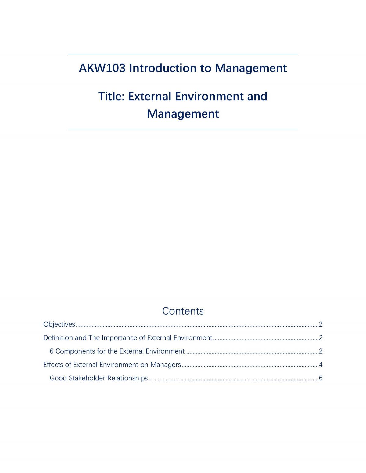 AKW103 External Environment and Management - Page 1