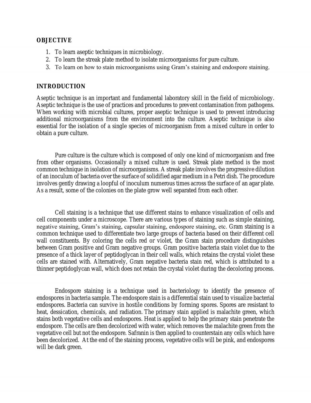 Bacteriology Aseptic Technique - Page 1