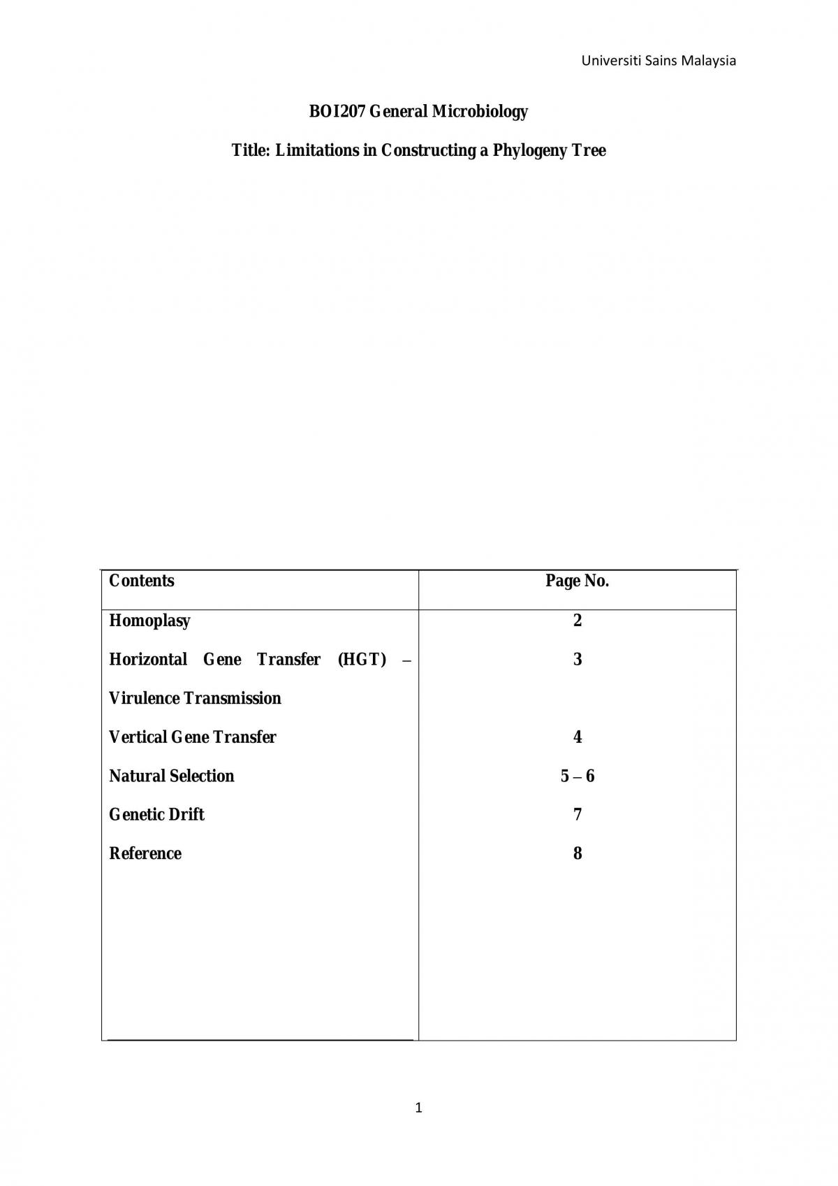 BOI207 Limitations in Constructing a Phylogeny Tree - Page 1