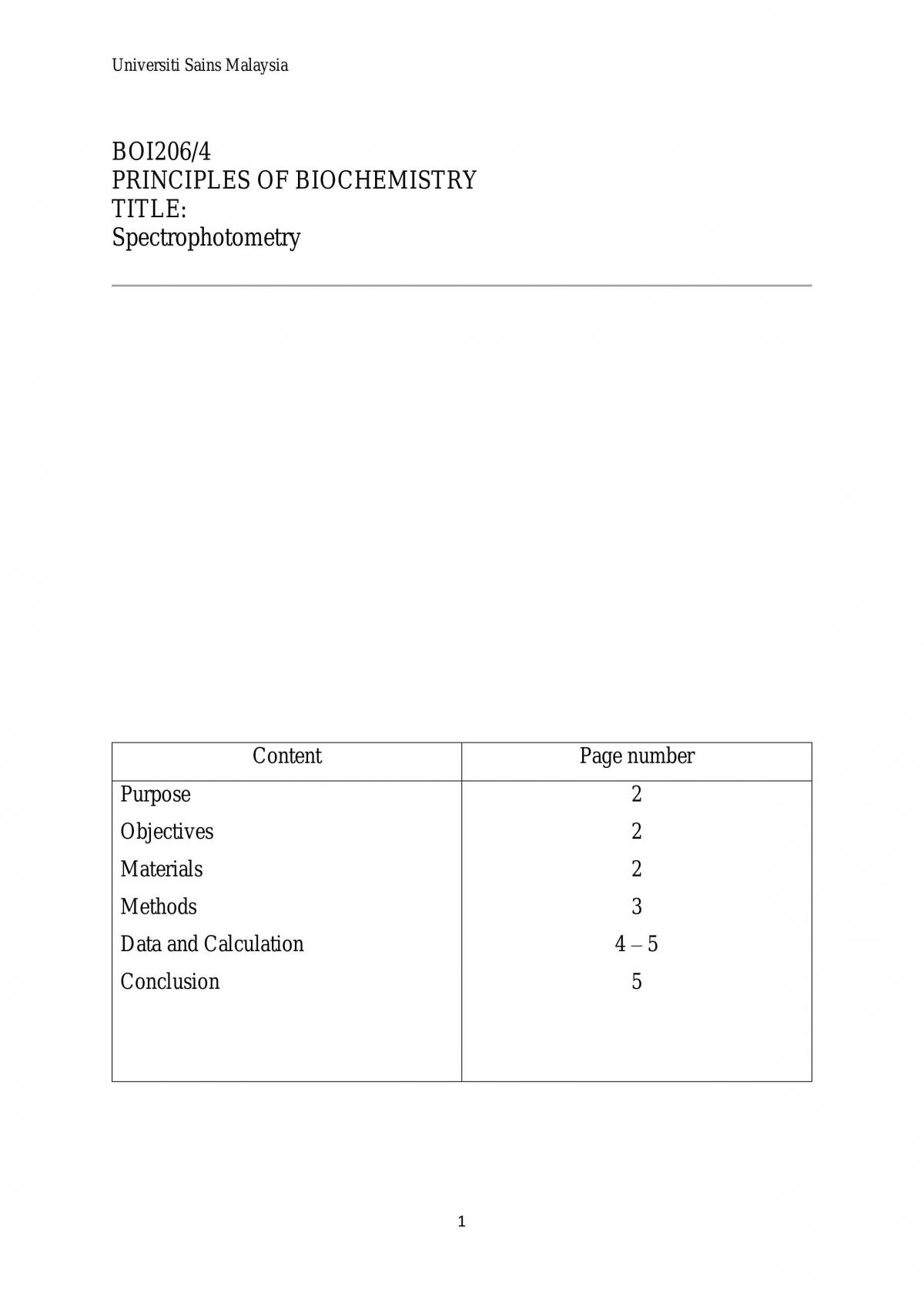 BOI206 Spectrophotometry - Page 1