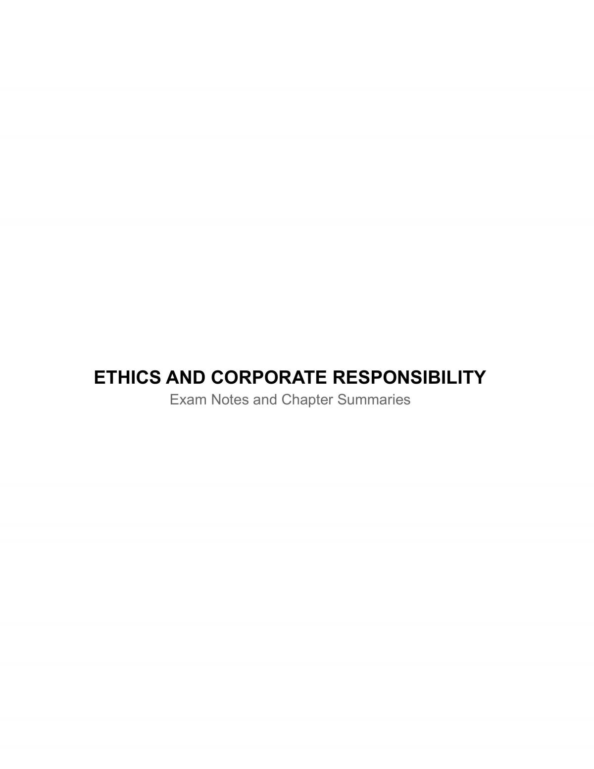 Ethics and Corporate Responsbility Notes  - Page 1
