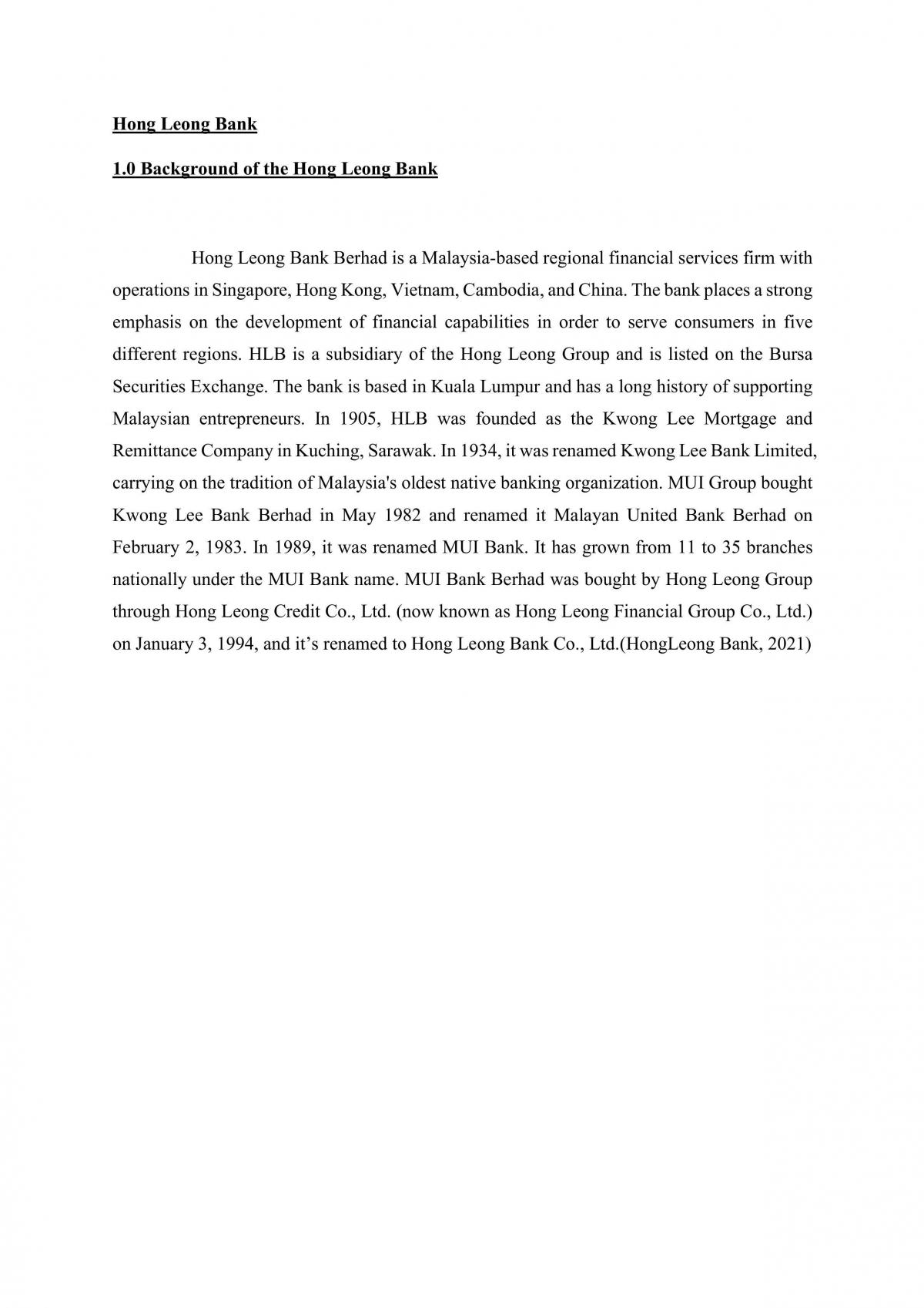 Hong Leong Bank Case Study  - Page 1