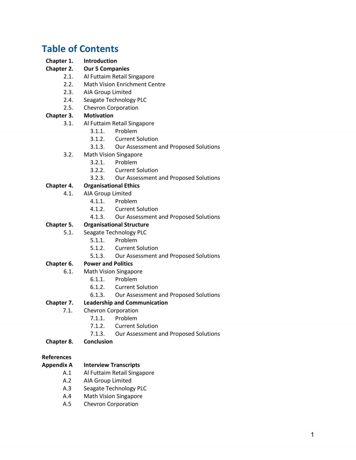 MNO1706 Organisational Behaviour Project - Page 1