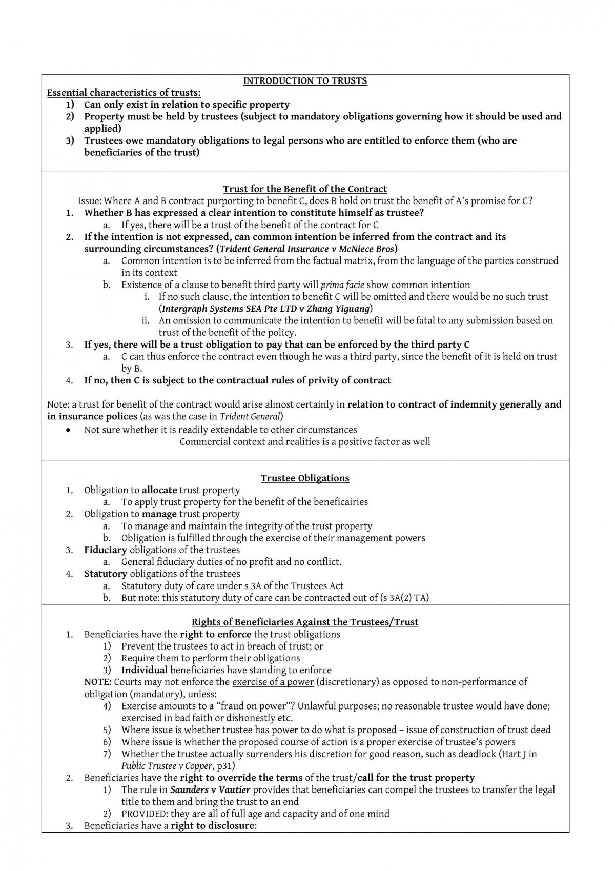 Law of Equity and Trusts Study Notes - Page 1