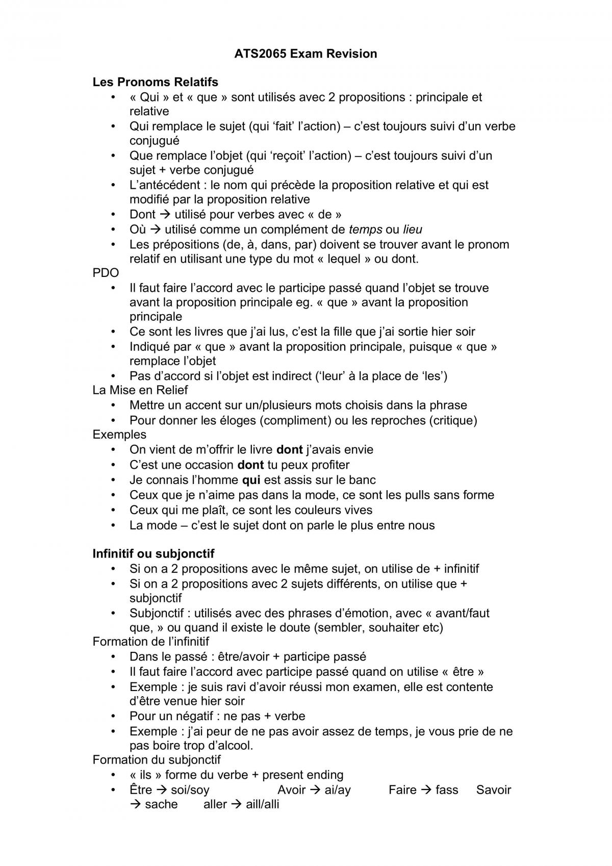 Complete study notes for the grammar component of both ATS2065 and ATS2066 - Page 1