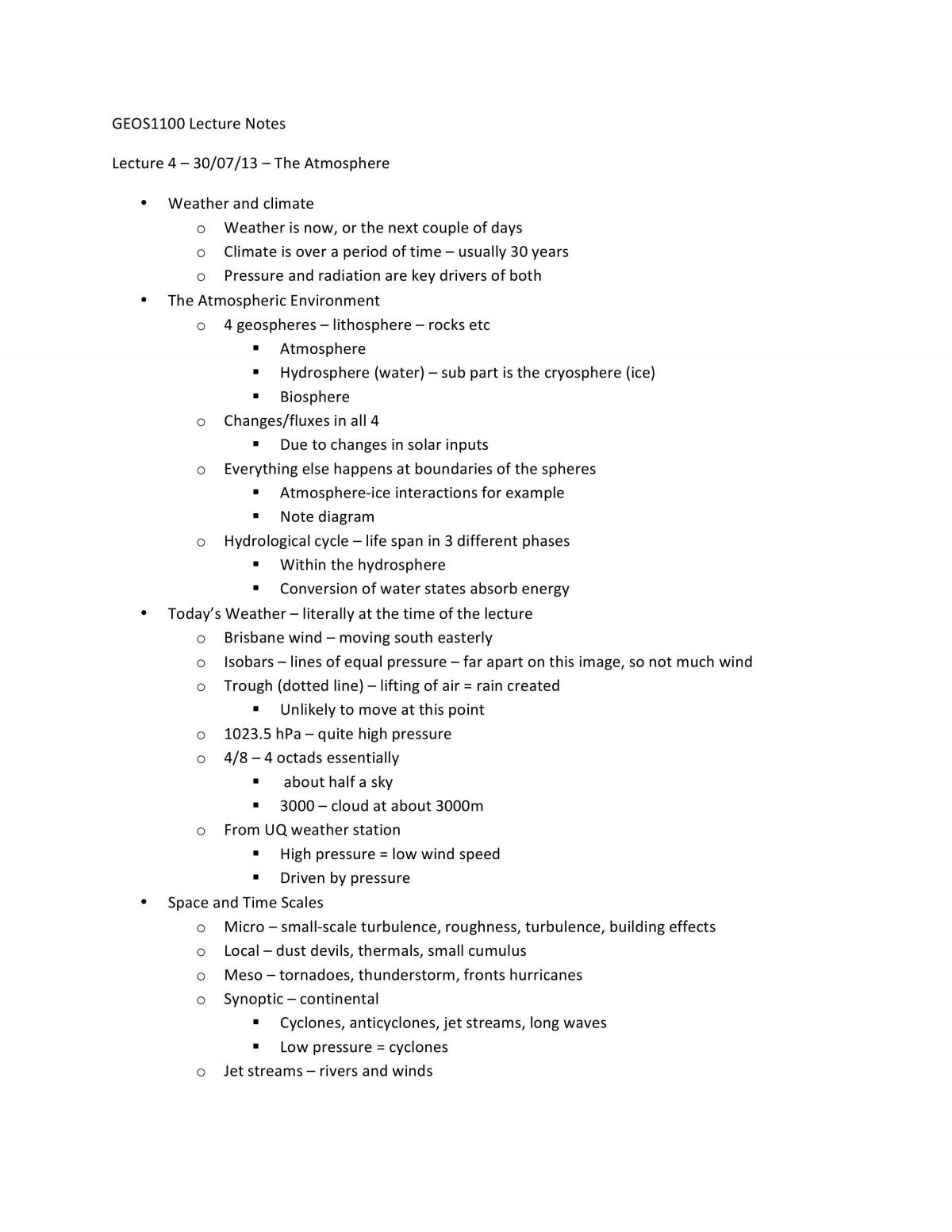 GEOS1100 Study Notes - Page 1