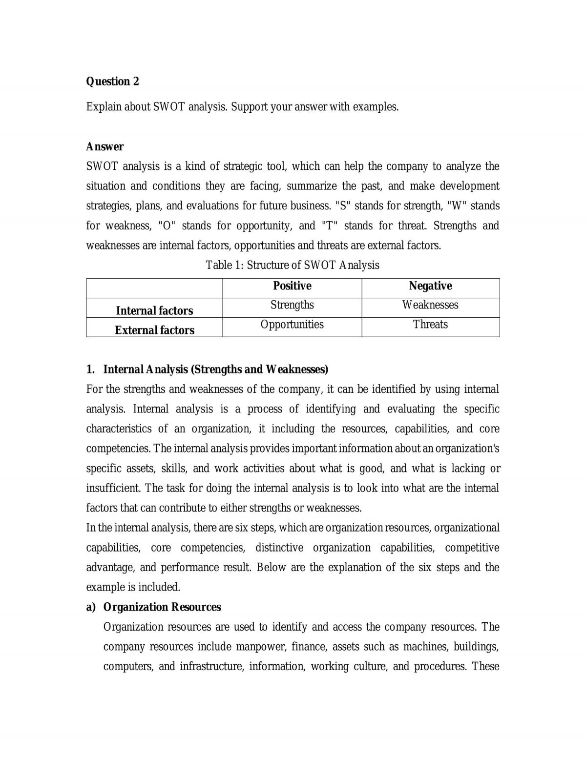SWOT Analysis - Page 1