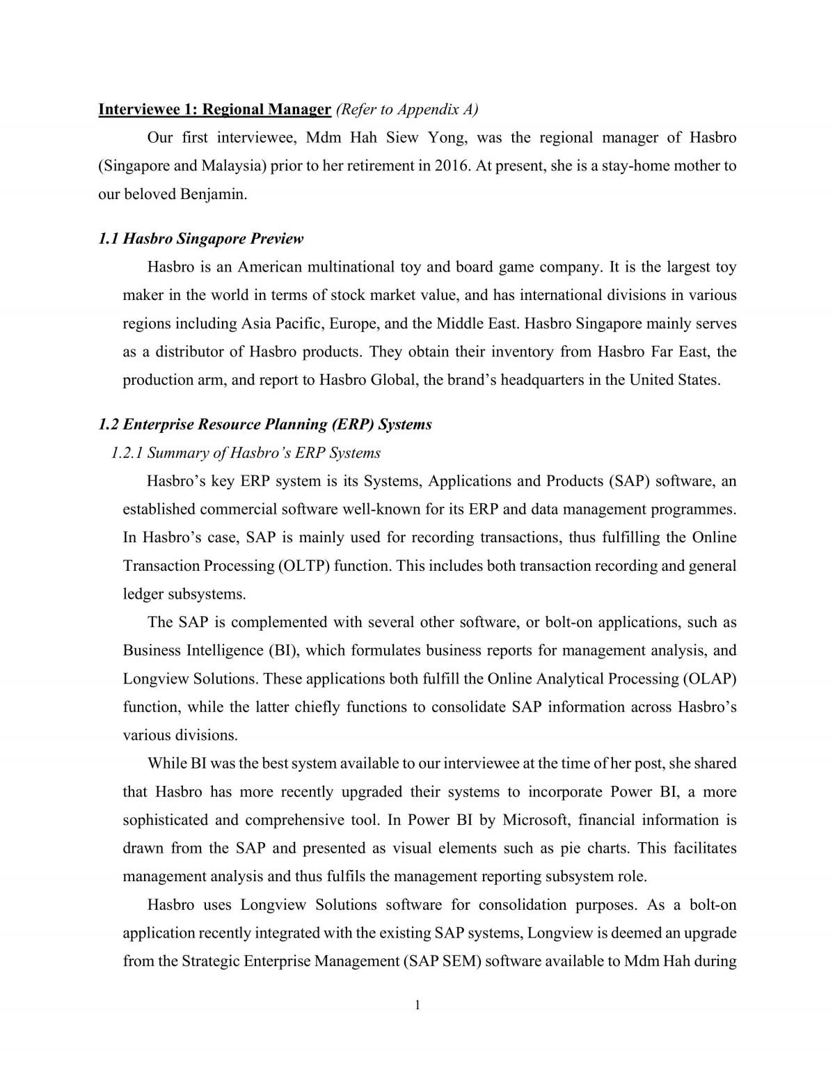 AIS Report  - Page 1
