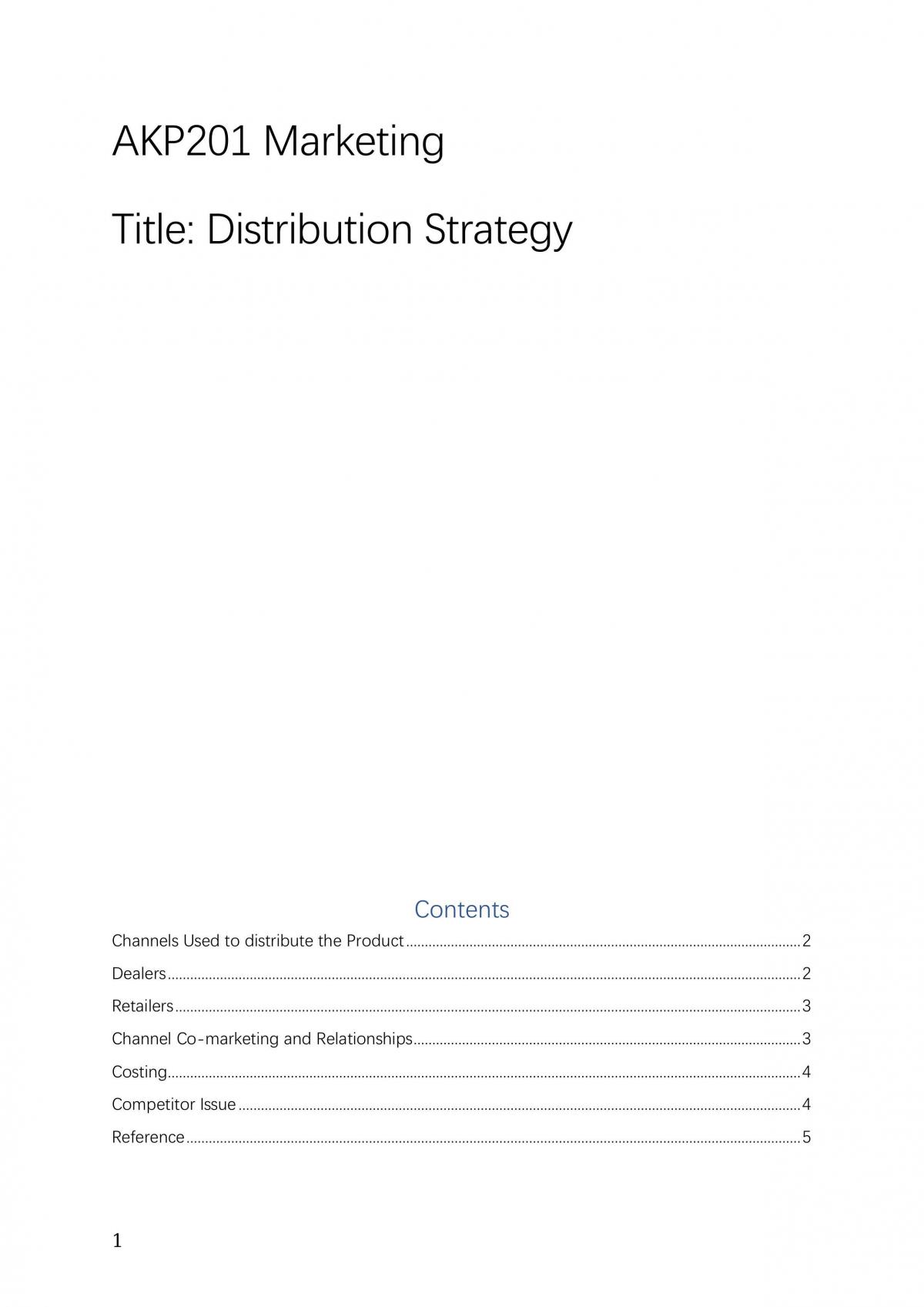 AKP201 Distribution Strategy - Page 1