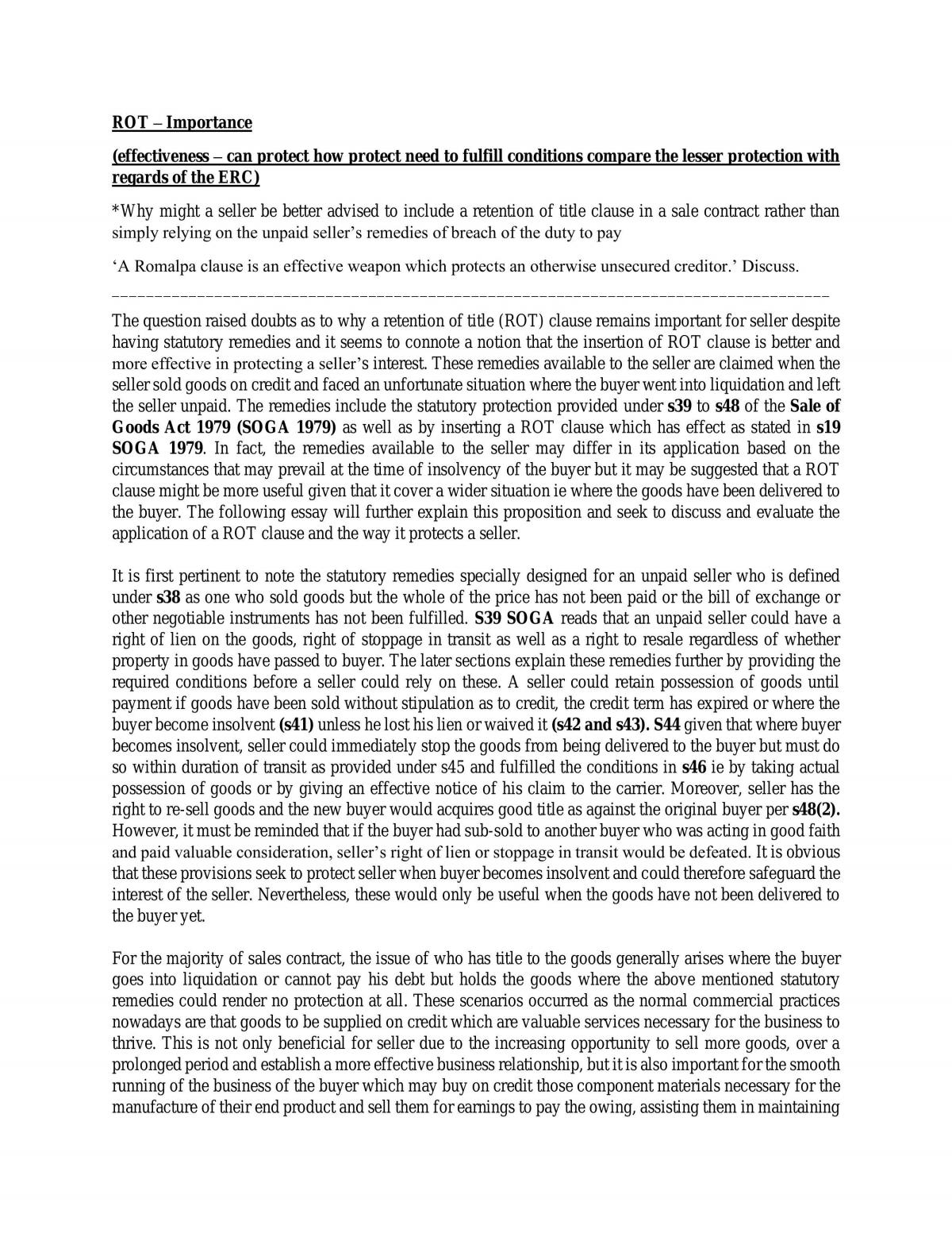 Importance of ROT clauses - Page 1