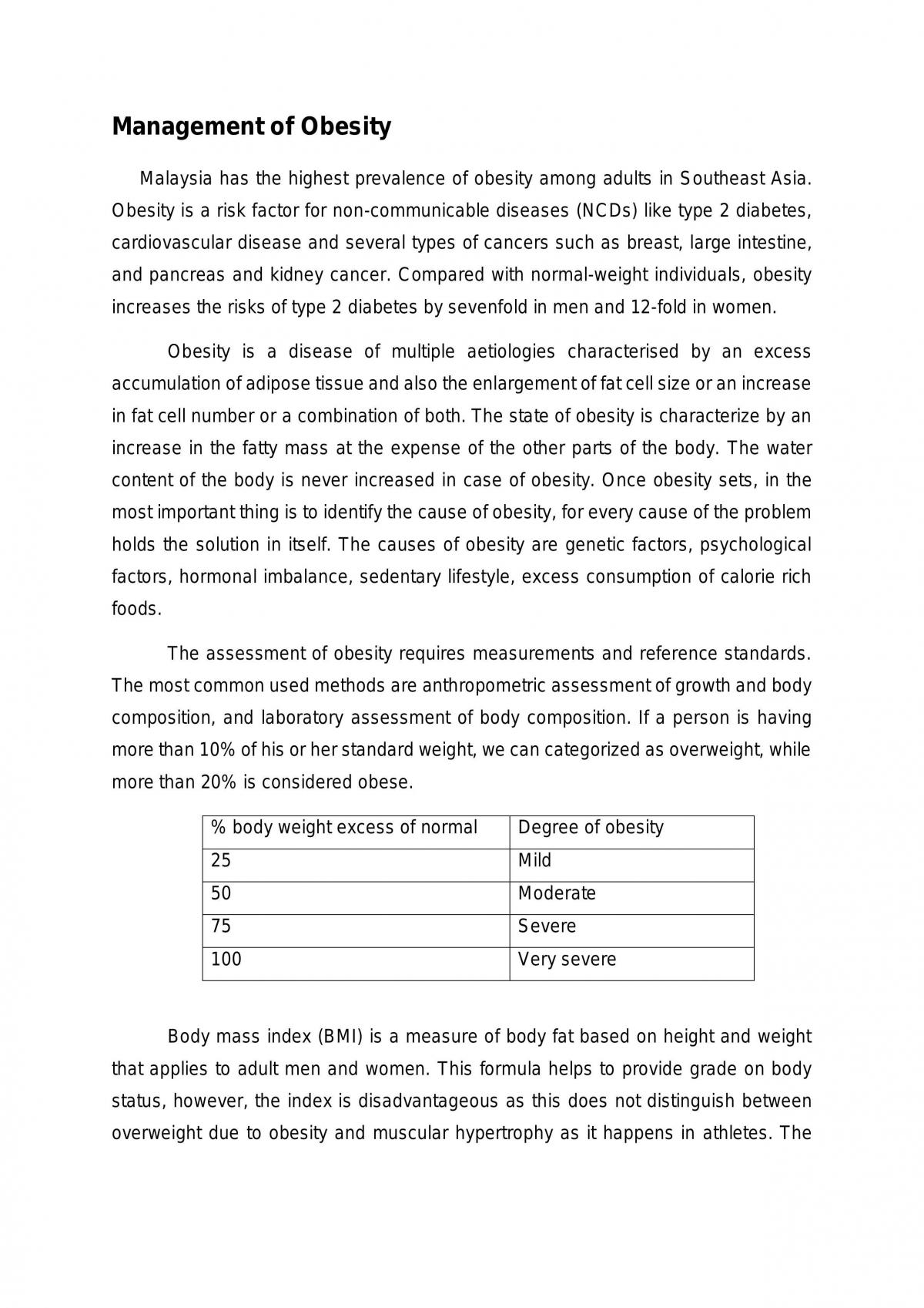 Management of Obesity - Page 1