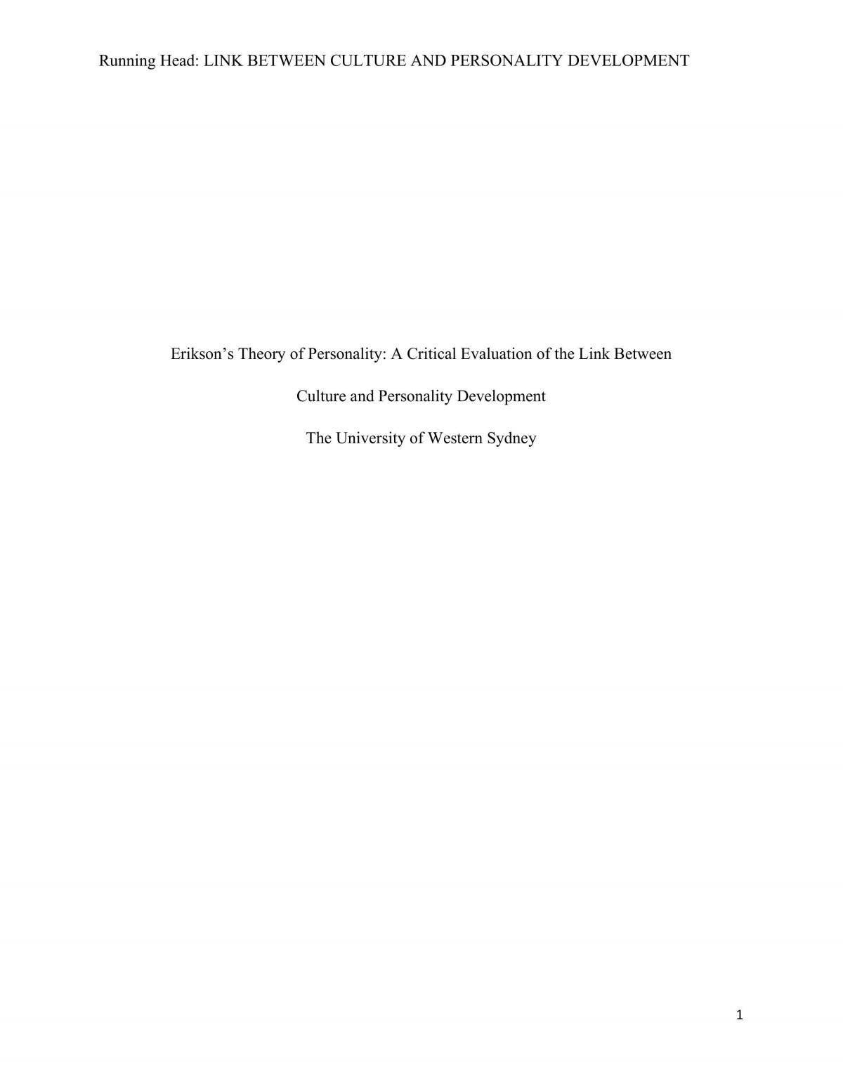 Erikson's Theory of Personality - Page 1