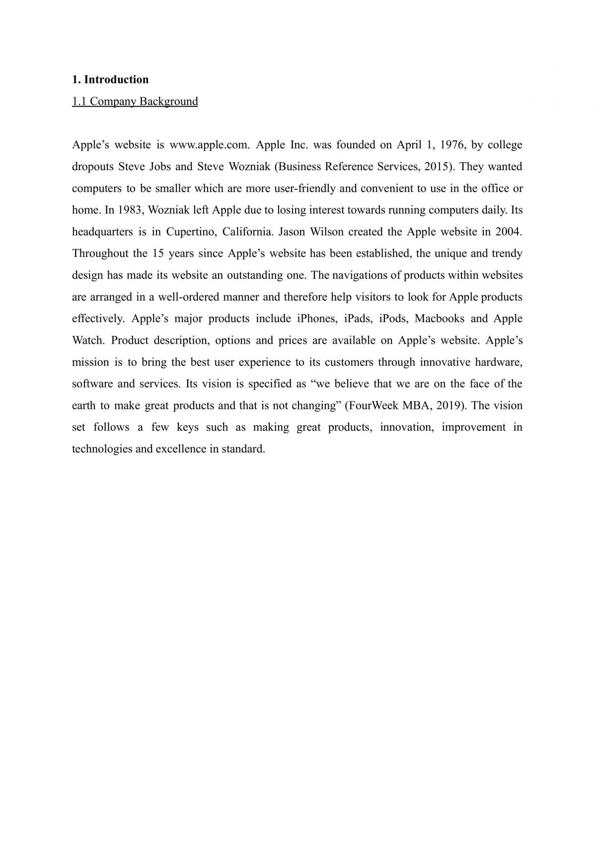 Essay discussing the Apple website - Page 1