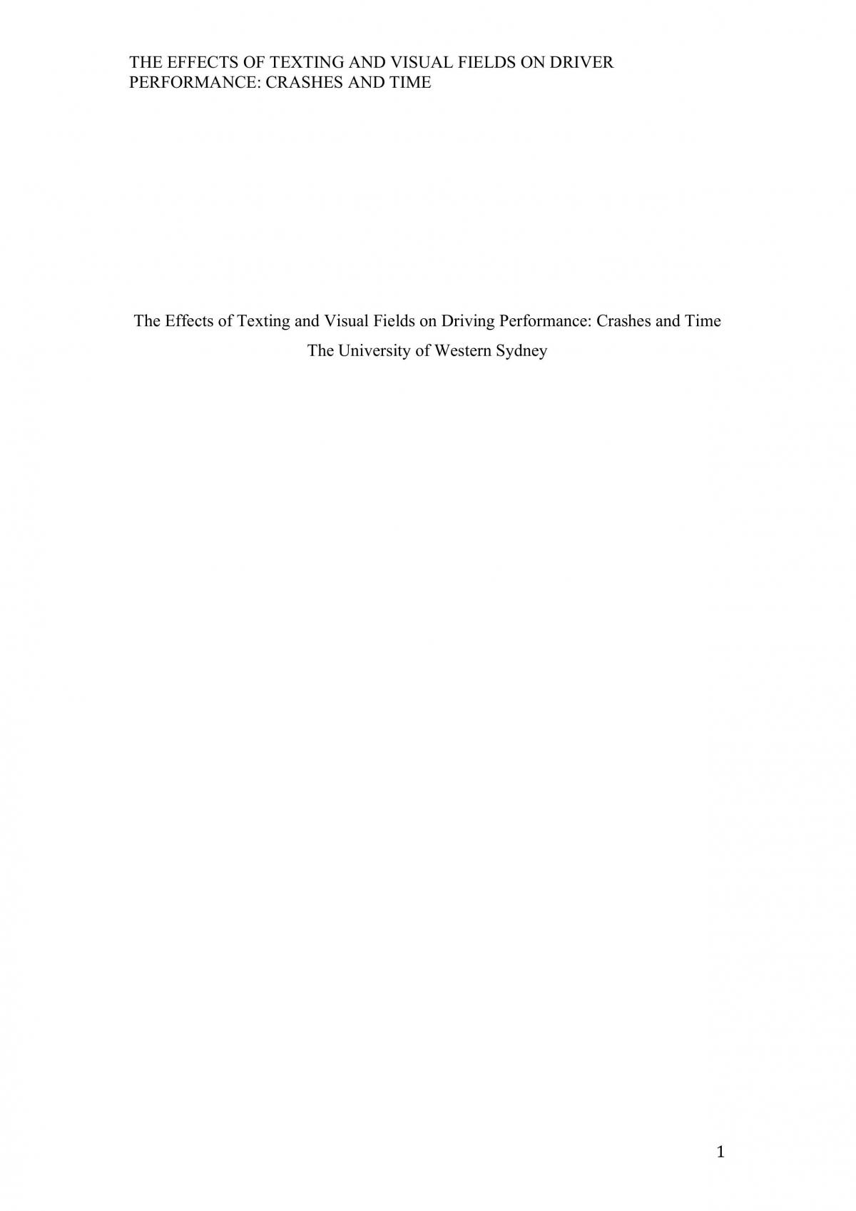 Lab Report on Texting and Driving - Page 1