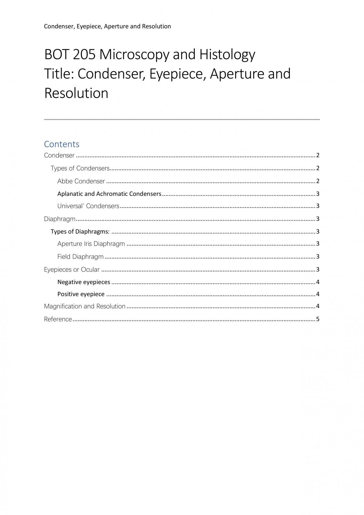 BOT205 Condenser, Eyepiece, Aperture and Resolution - Page 1
