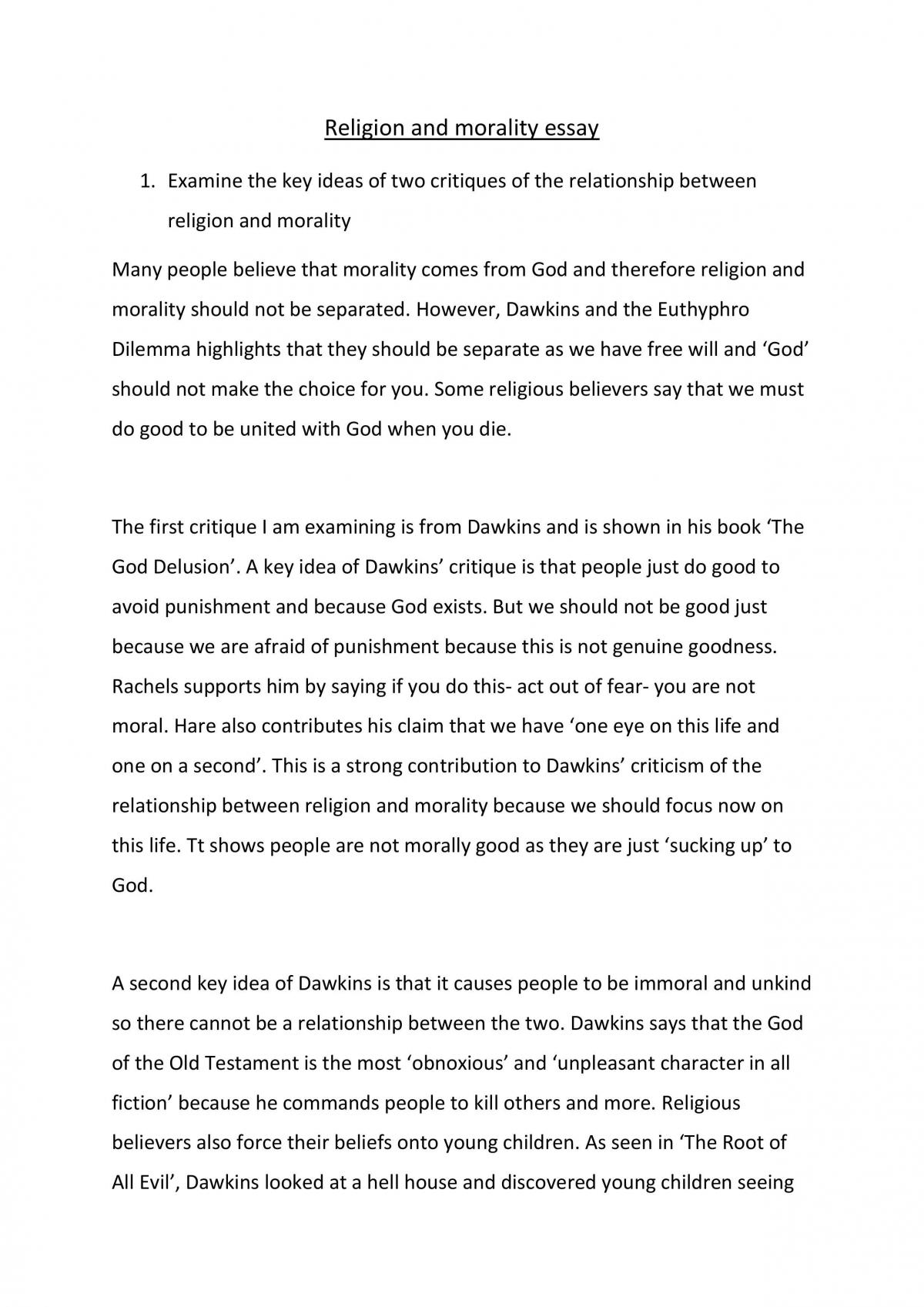 Religion and morality & ontological argument essays - Page 1