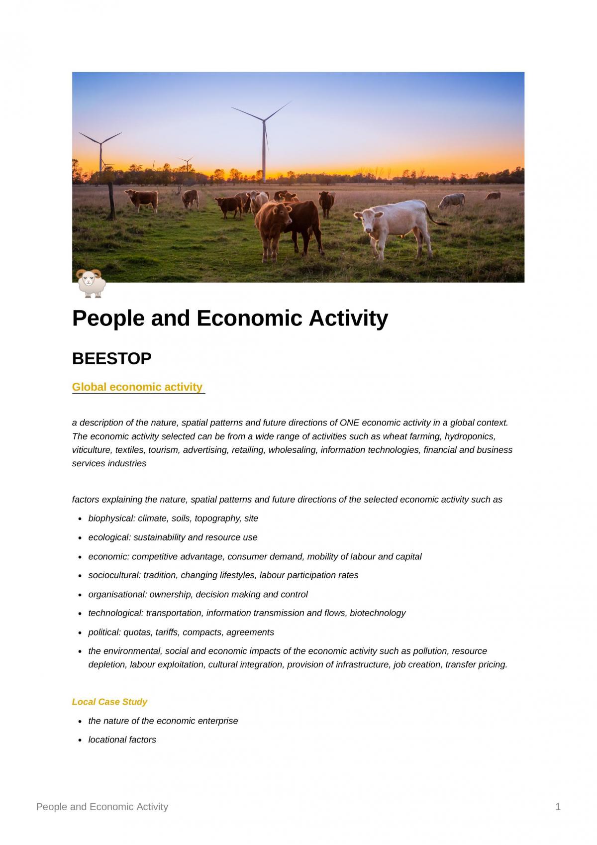 Complete People and Economic Activity Notes - Page 1