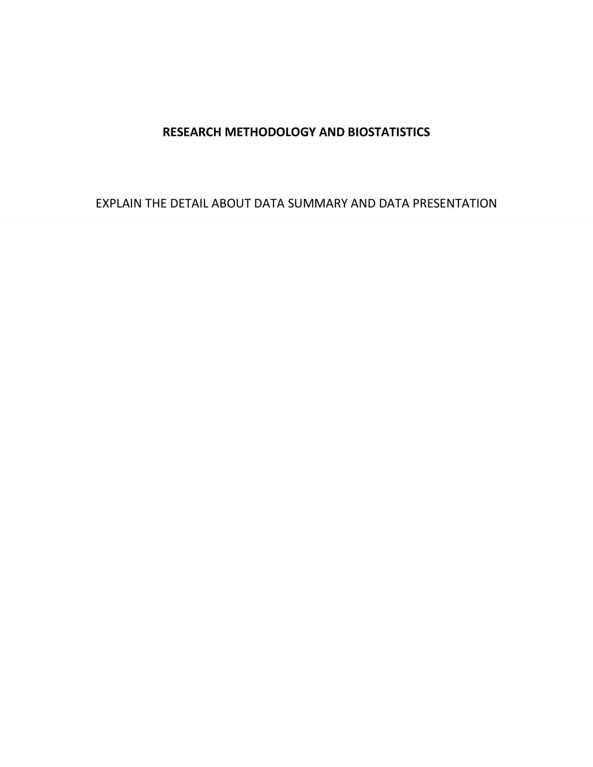Assignment on Data Summary and Data Presentation - Page 1