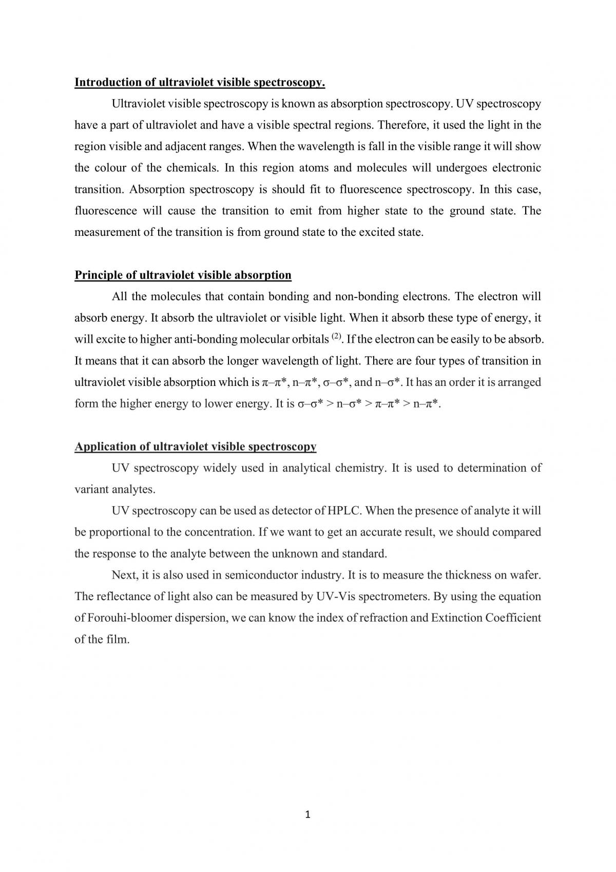 Ultraviolet visible spectroscopy - Page 1