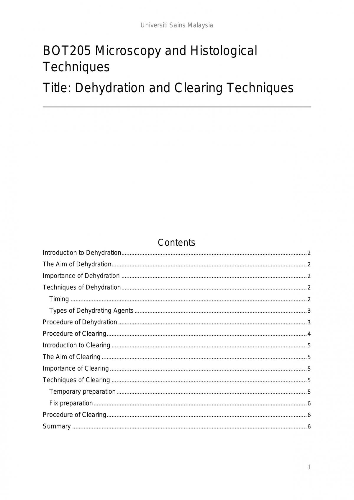 BOT205 Dehydration and Clearing Techniques - Page 1